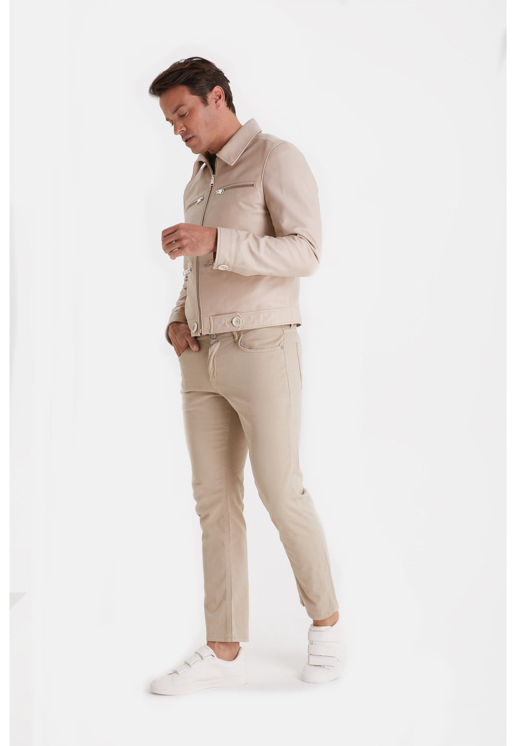 mens fashion jacket nappa beige 1