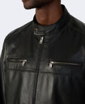 cruiser style genuine leather jacket black