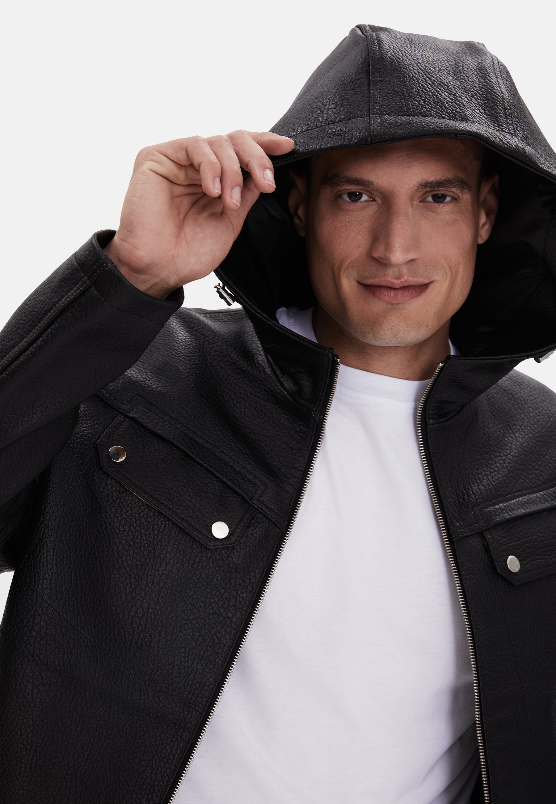 mens leather jacket black
