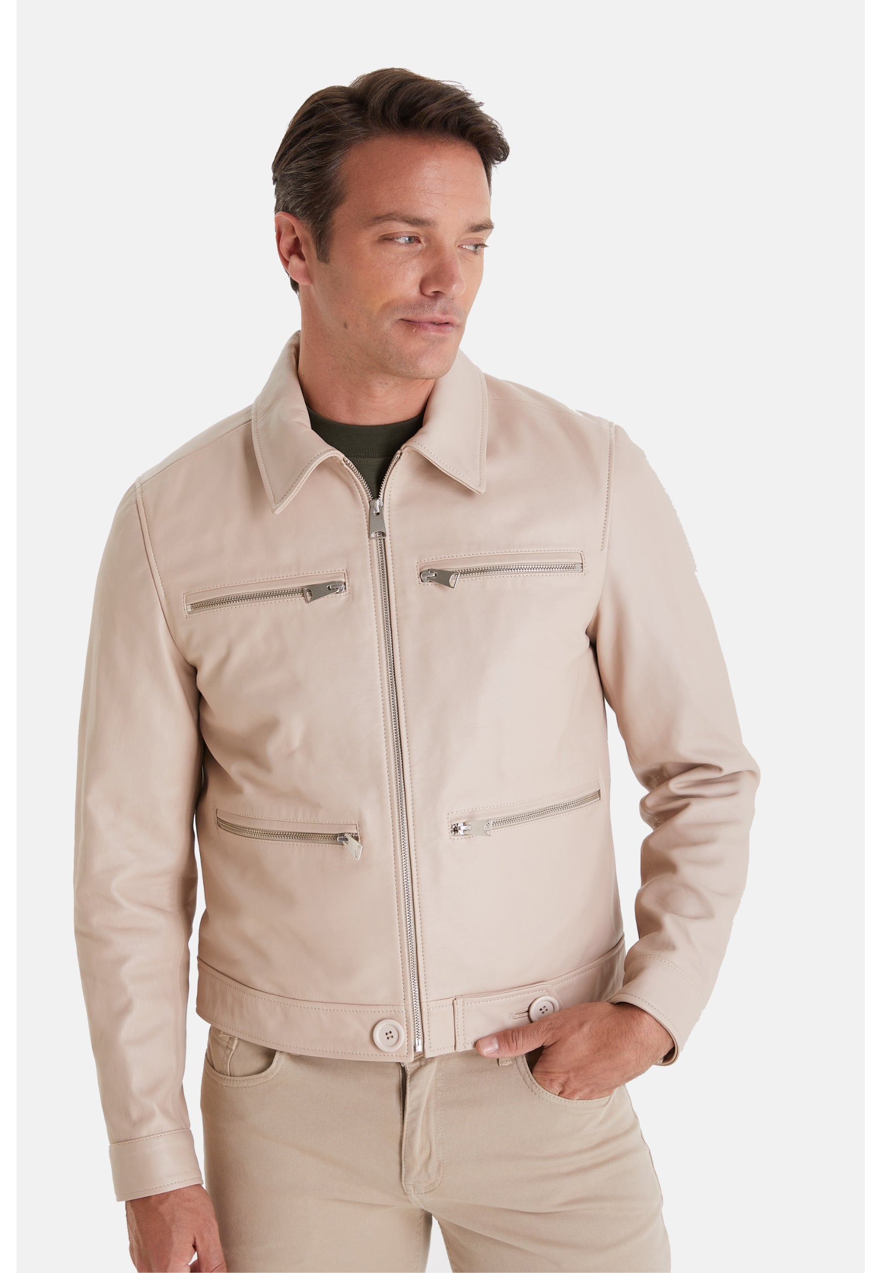 mens fashion jacket nappa beige 1