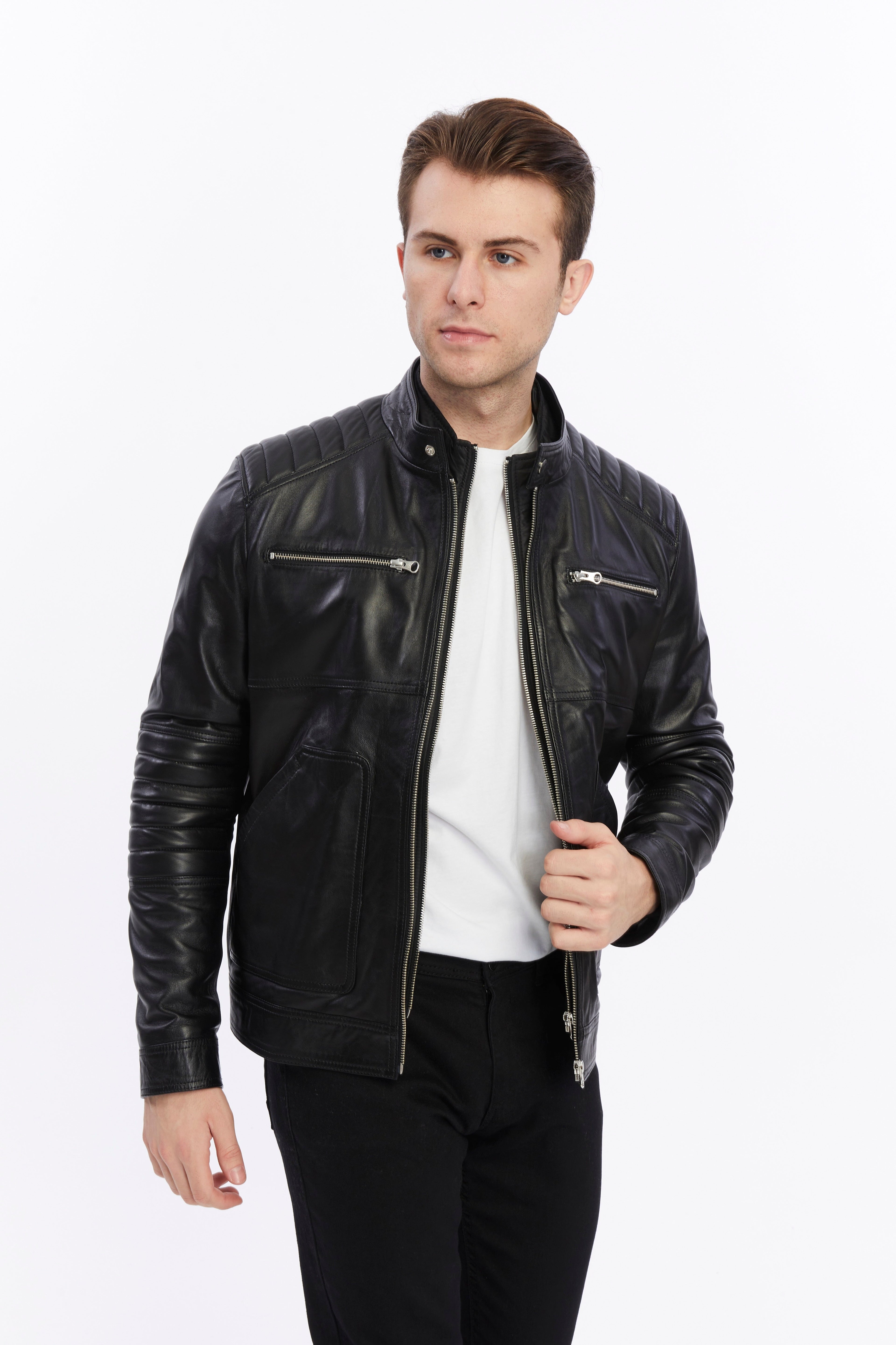 mens leather jacket black 5