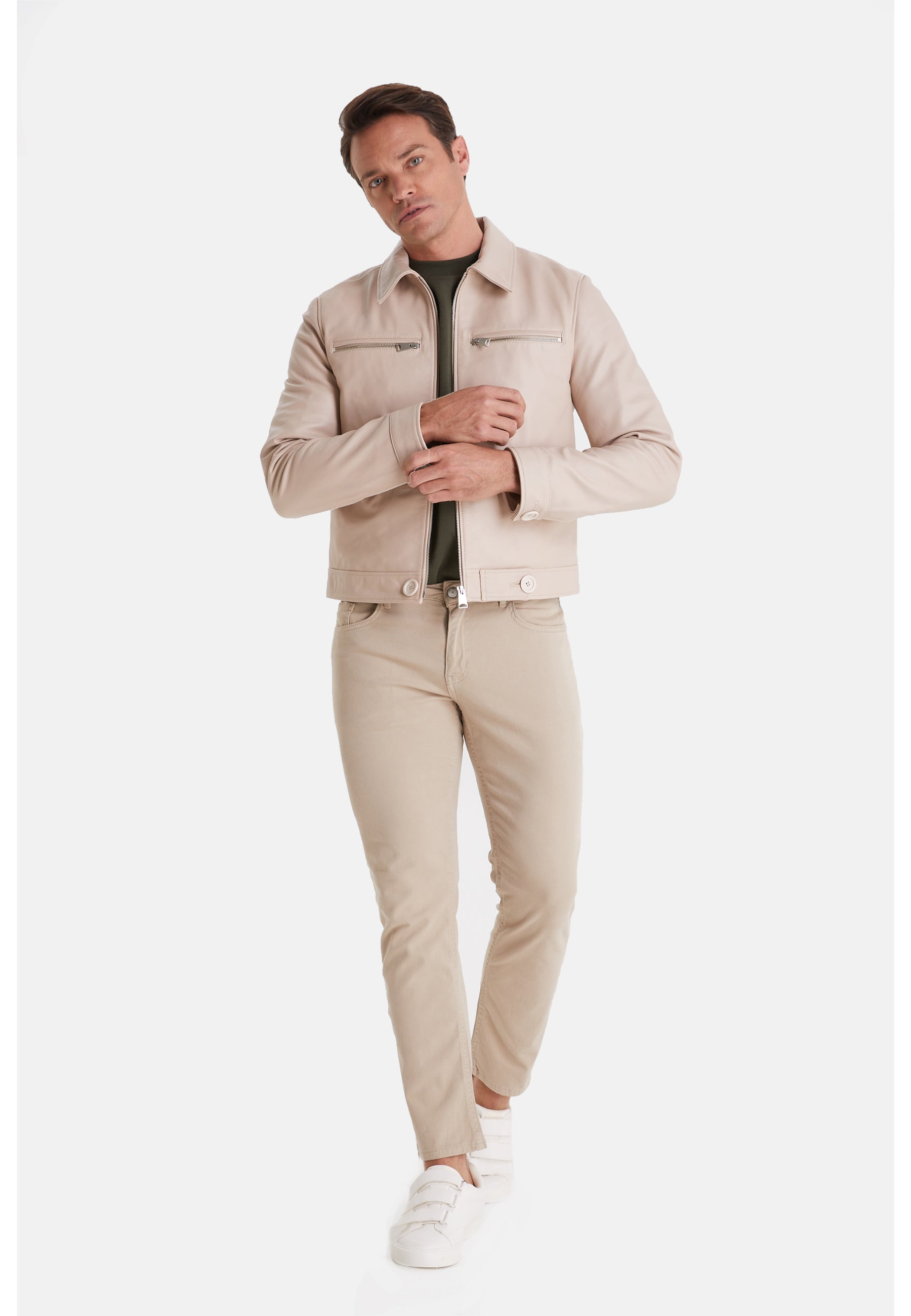 mens fashion jacket nappa beige 1