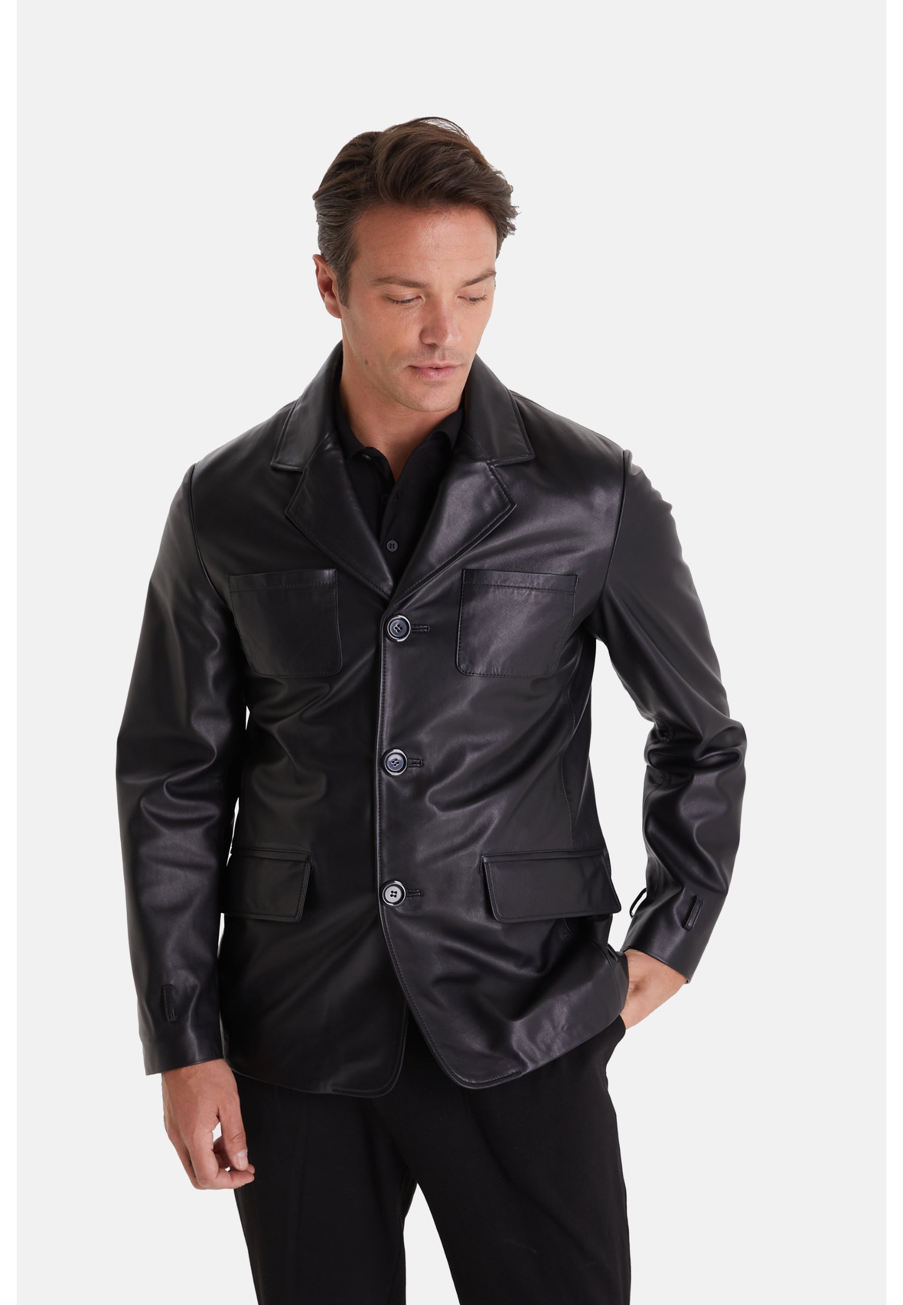 mens safari jacket black