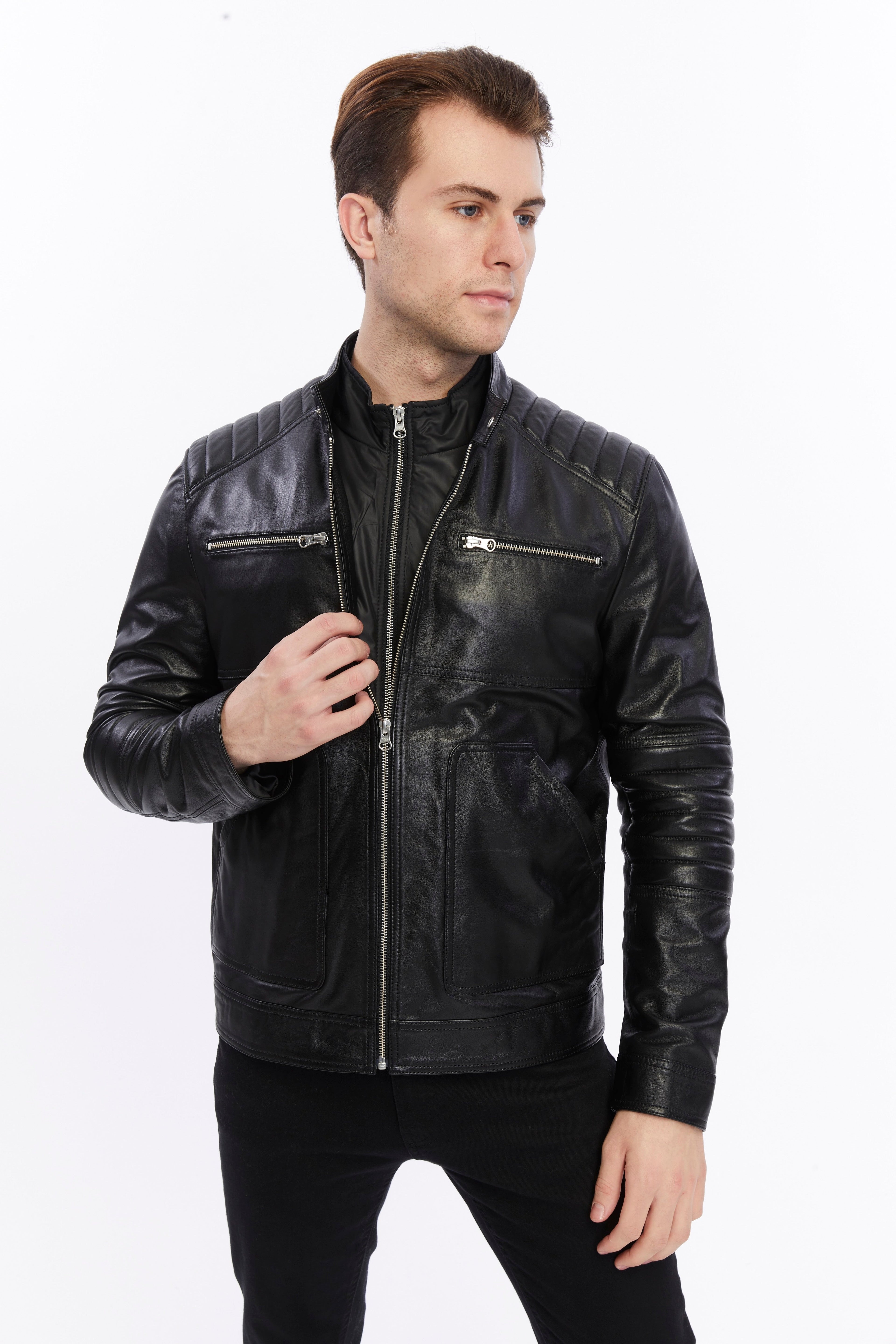 mens leather jacket black 5