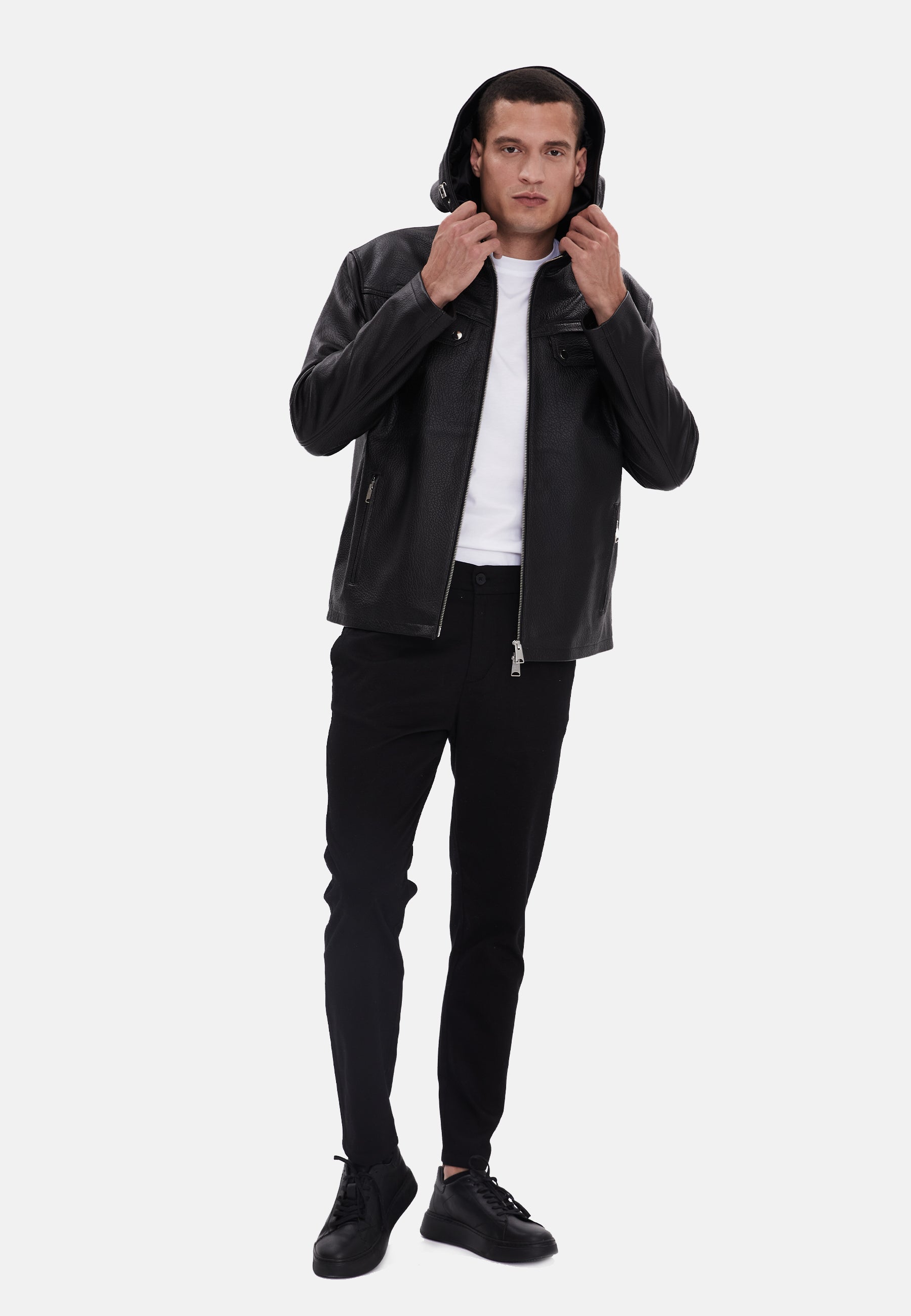 mens leather jacket black