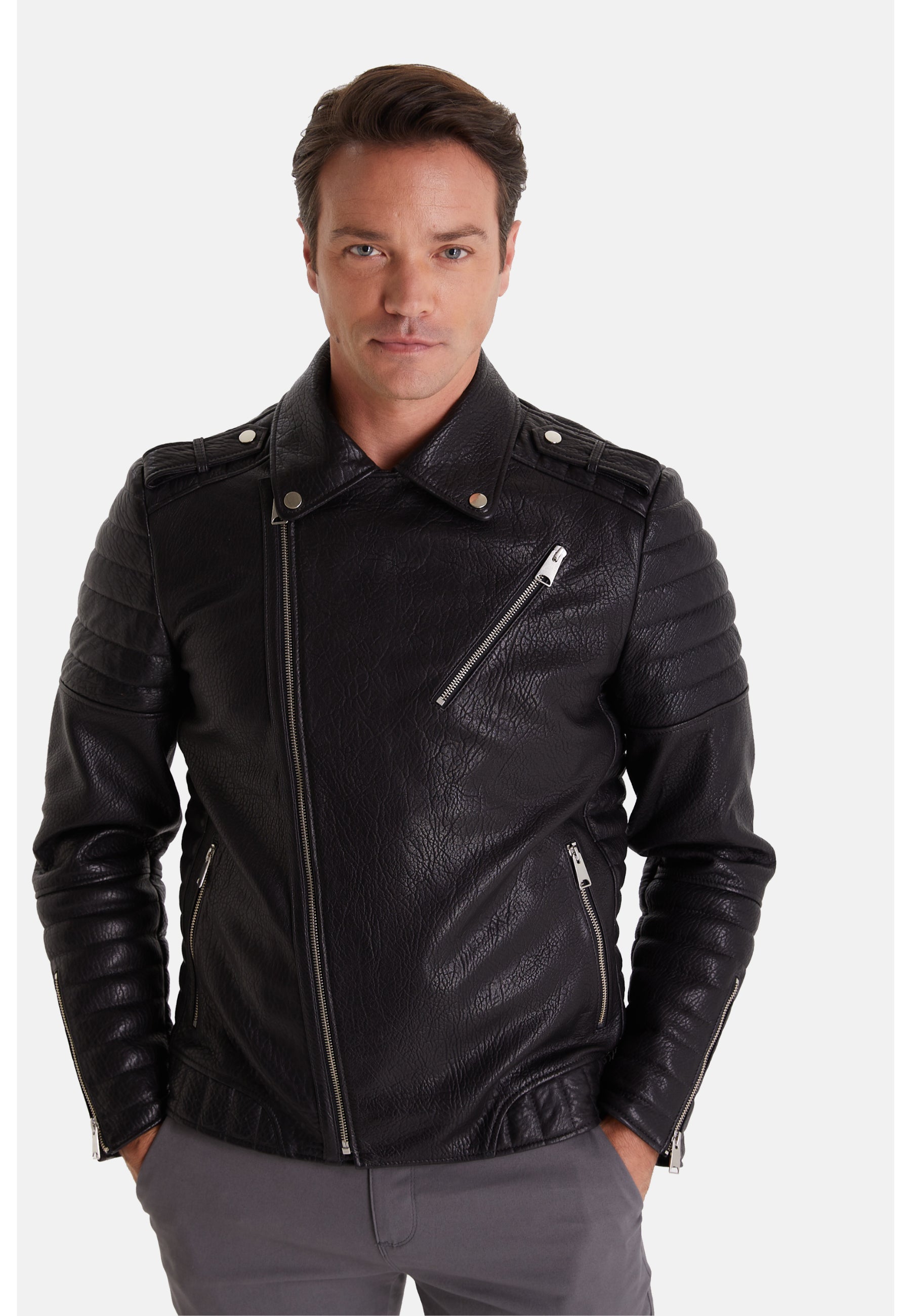 mens biker jacket black
