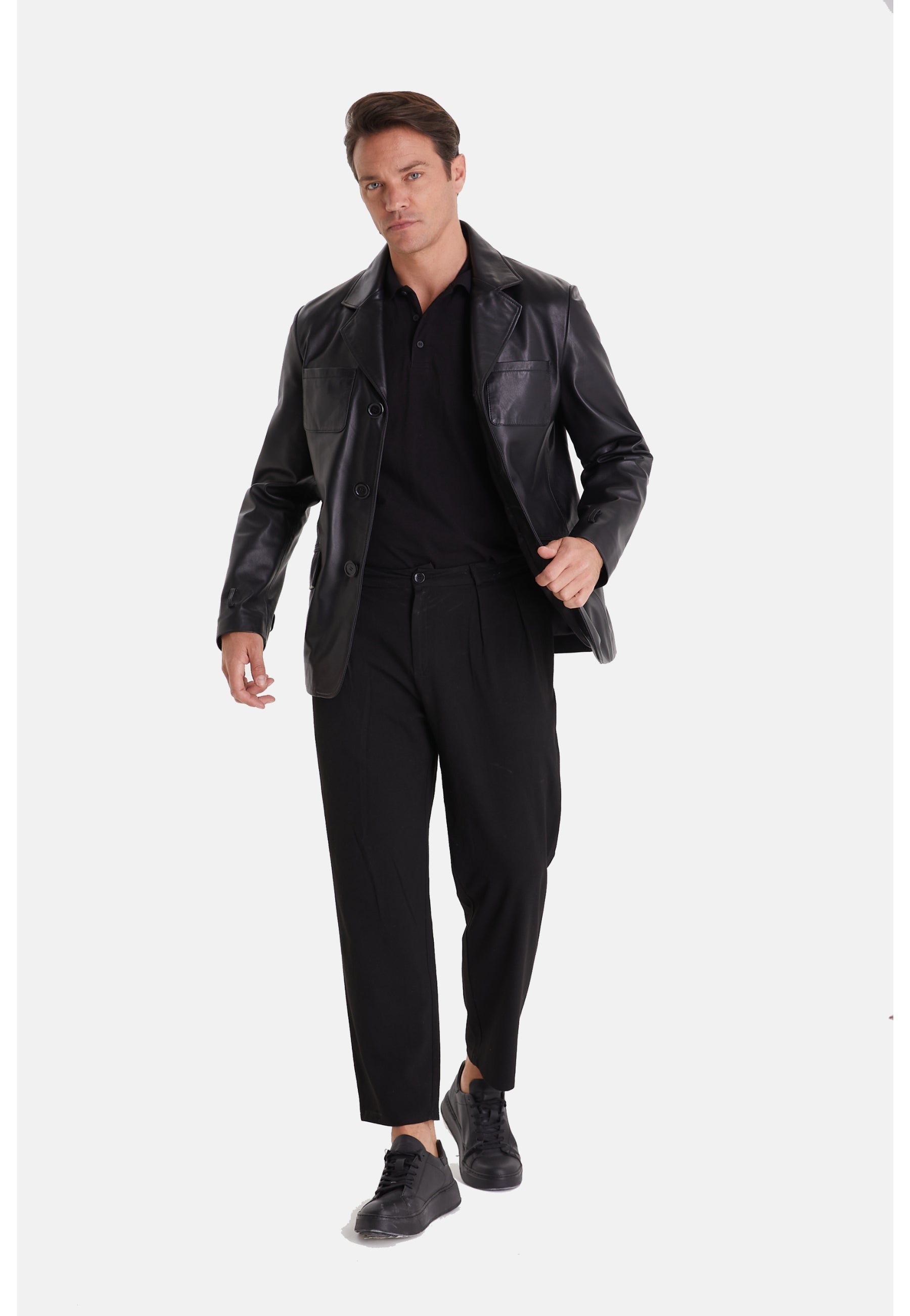 mens safari jacket black