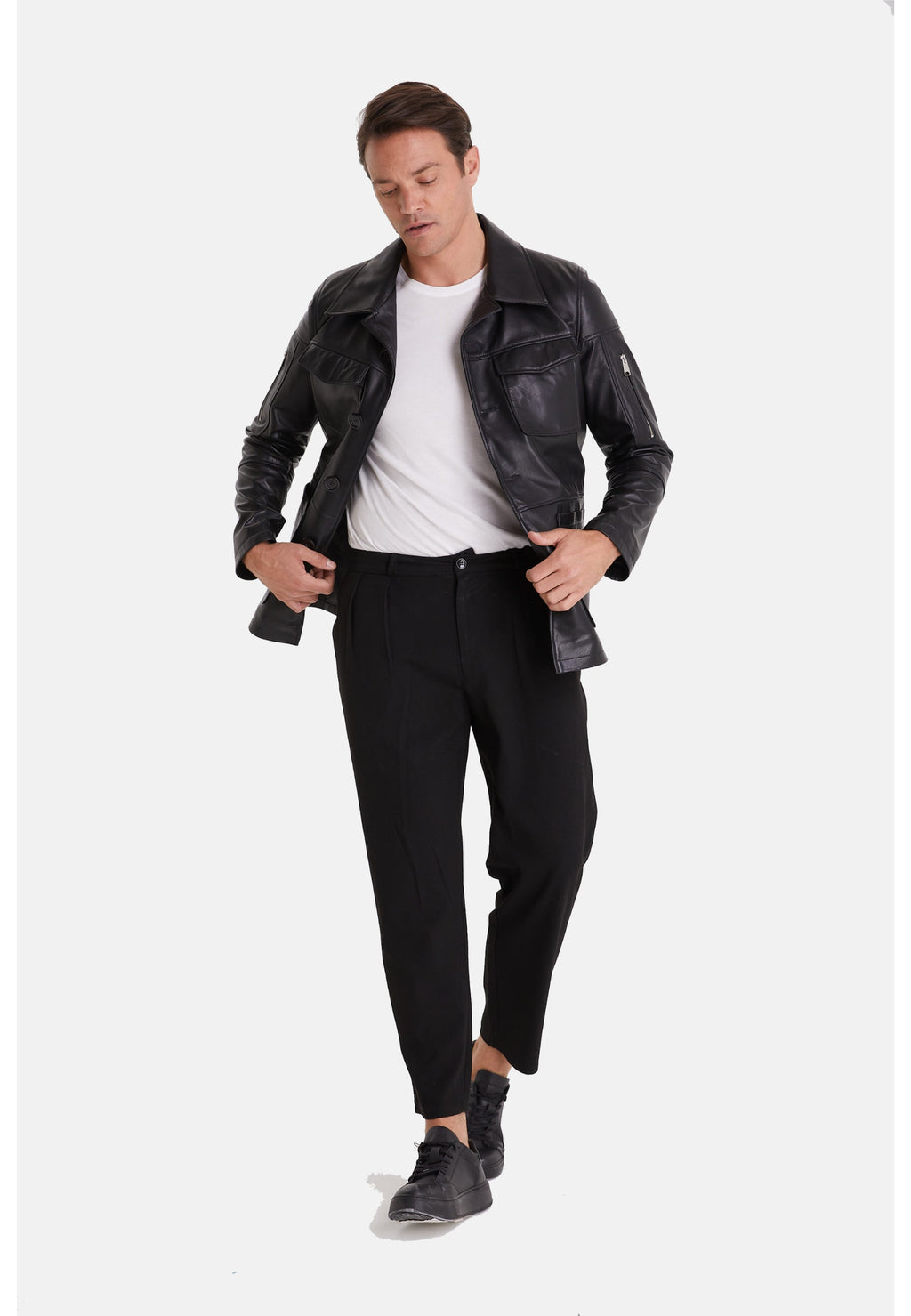 genuine leather safari black