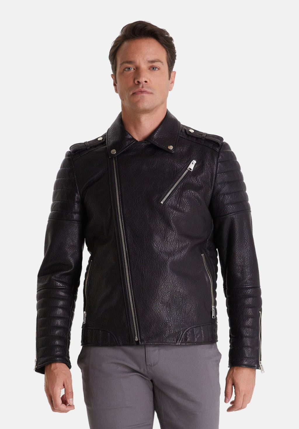 mens biker jacket black