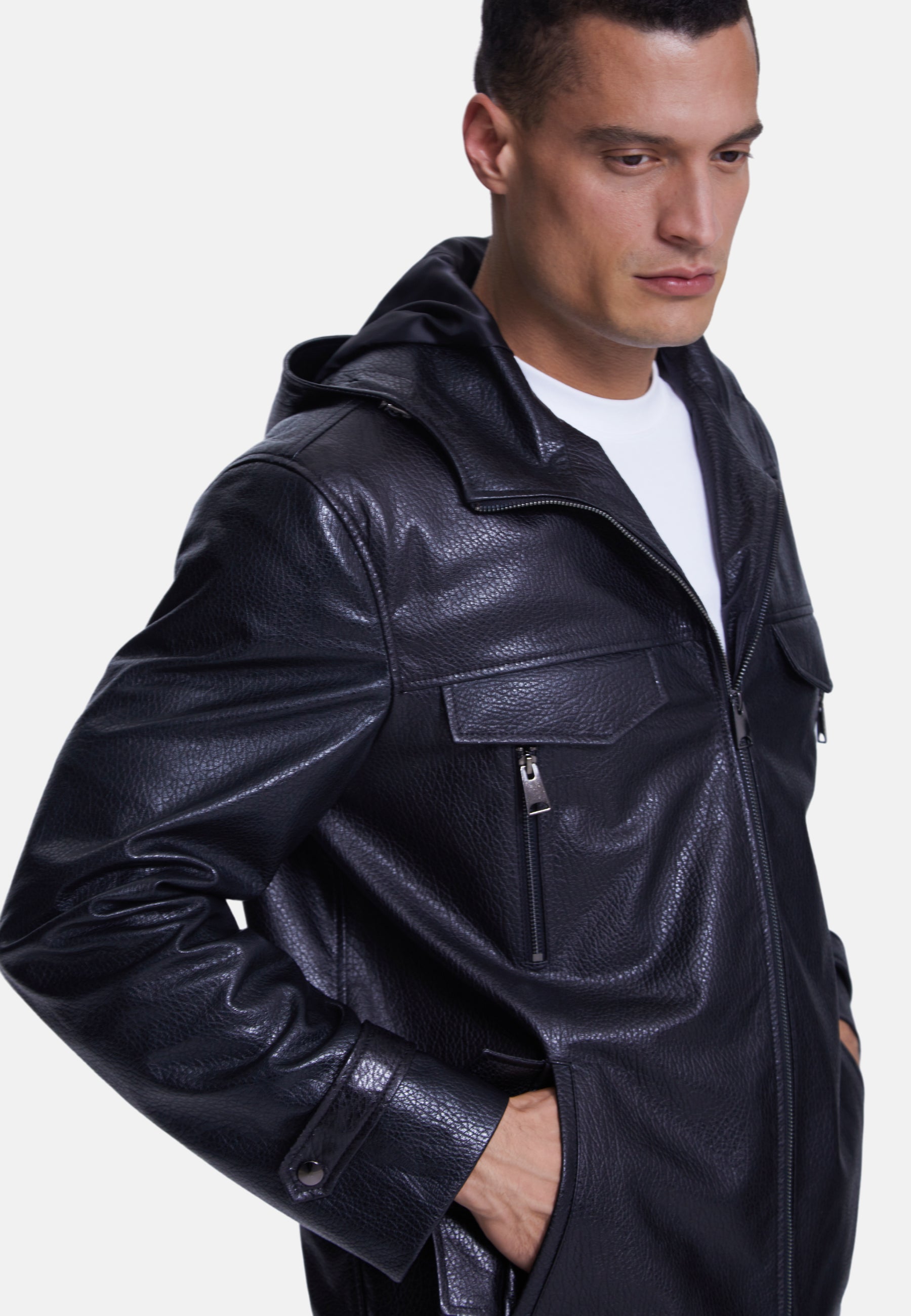mens leather jacket elephant black