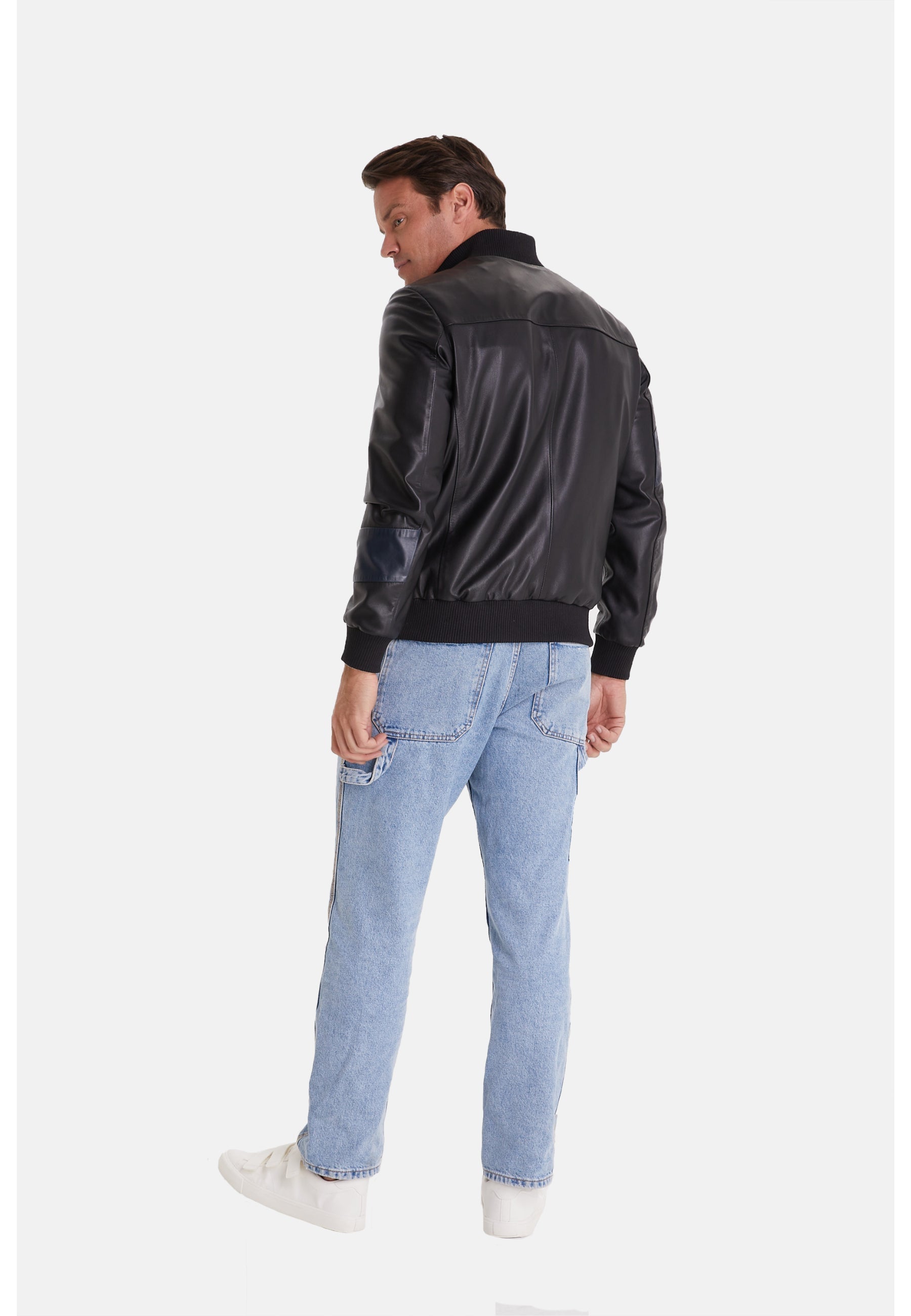 mens leather fashion jacket black