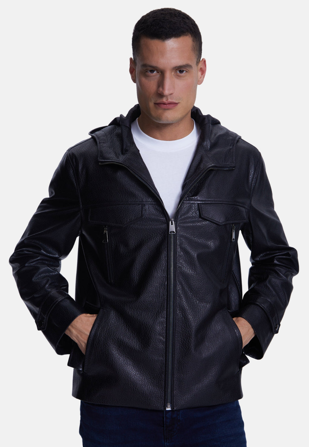 mens leather jacket elephant black