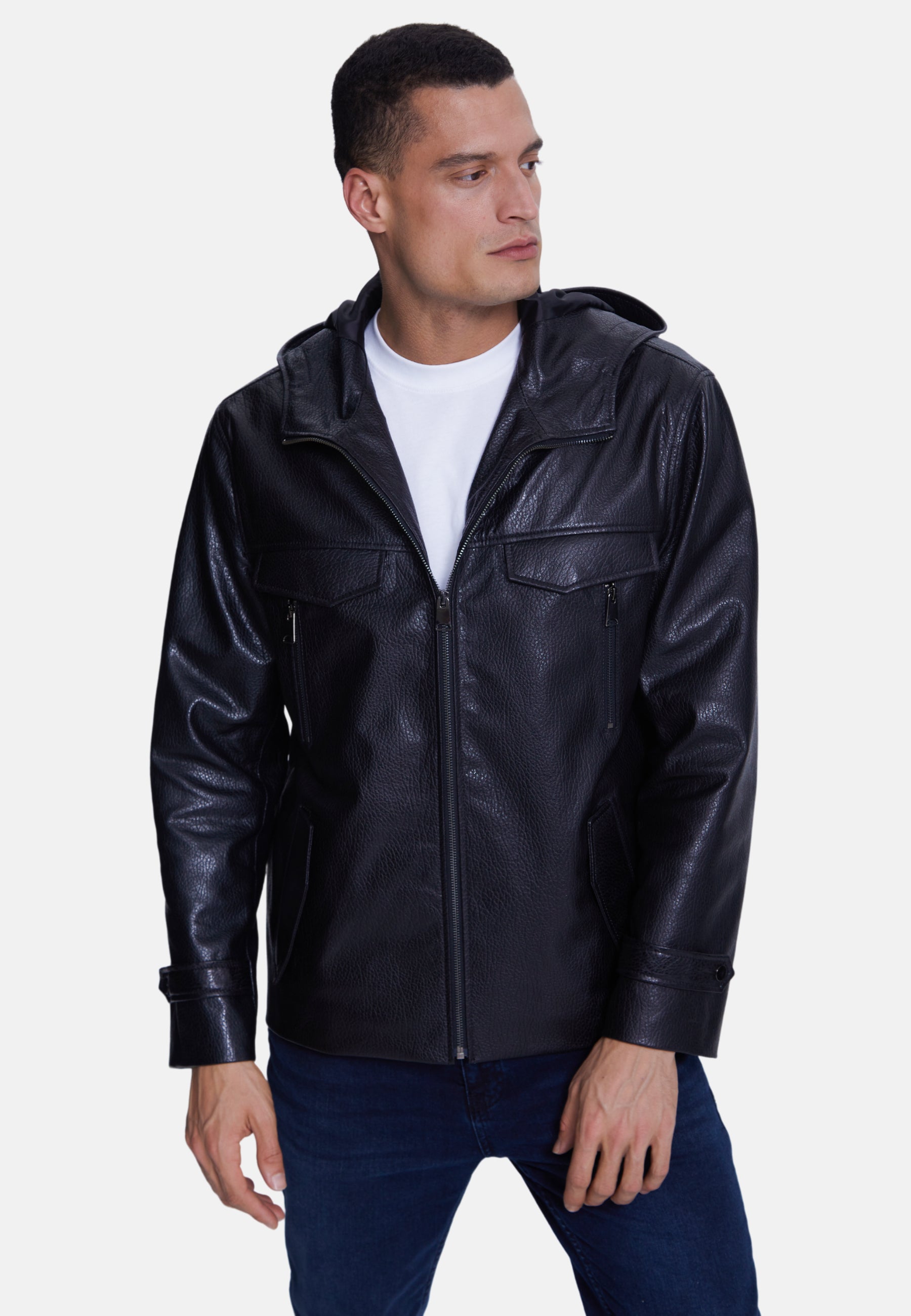 mens leather jacket elephant black