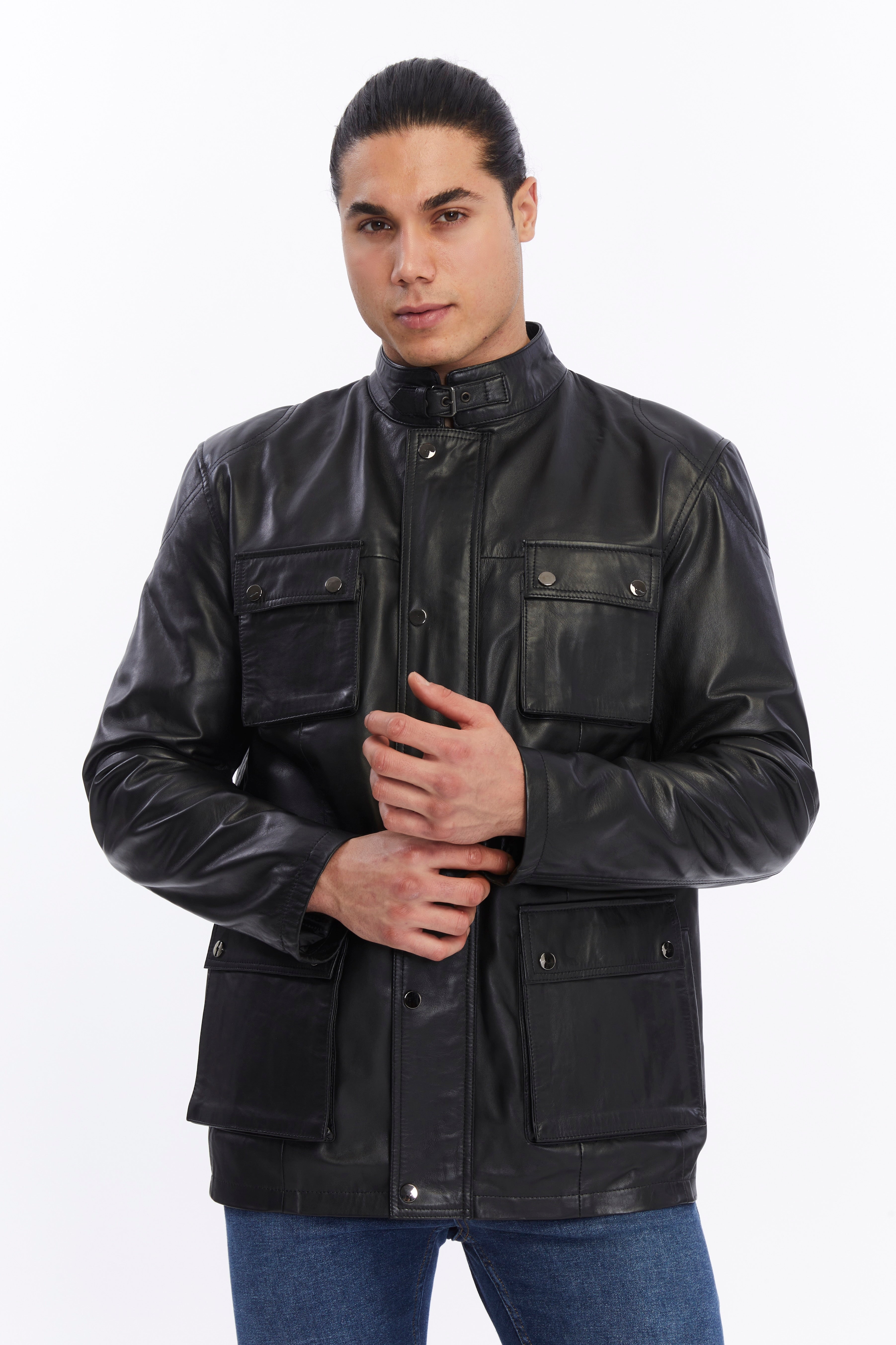 mens leather jacket black 9