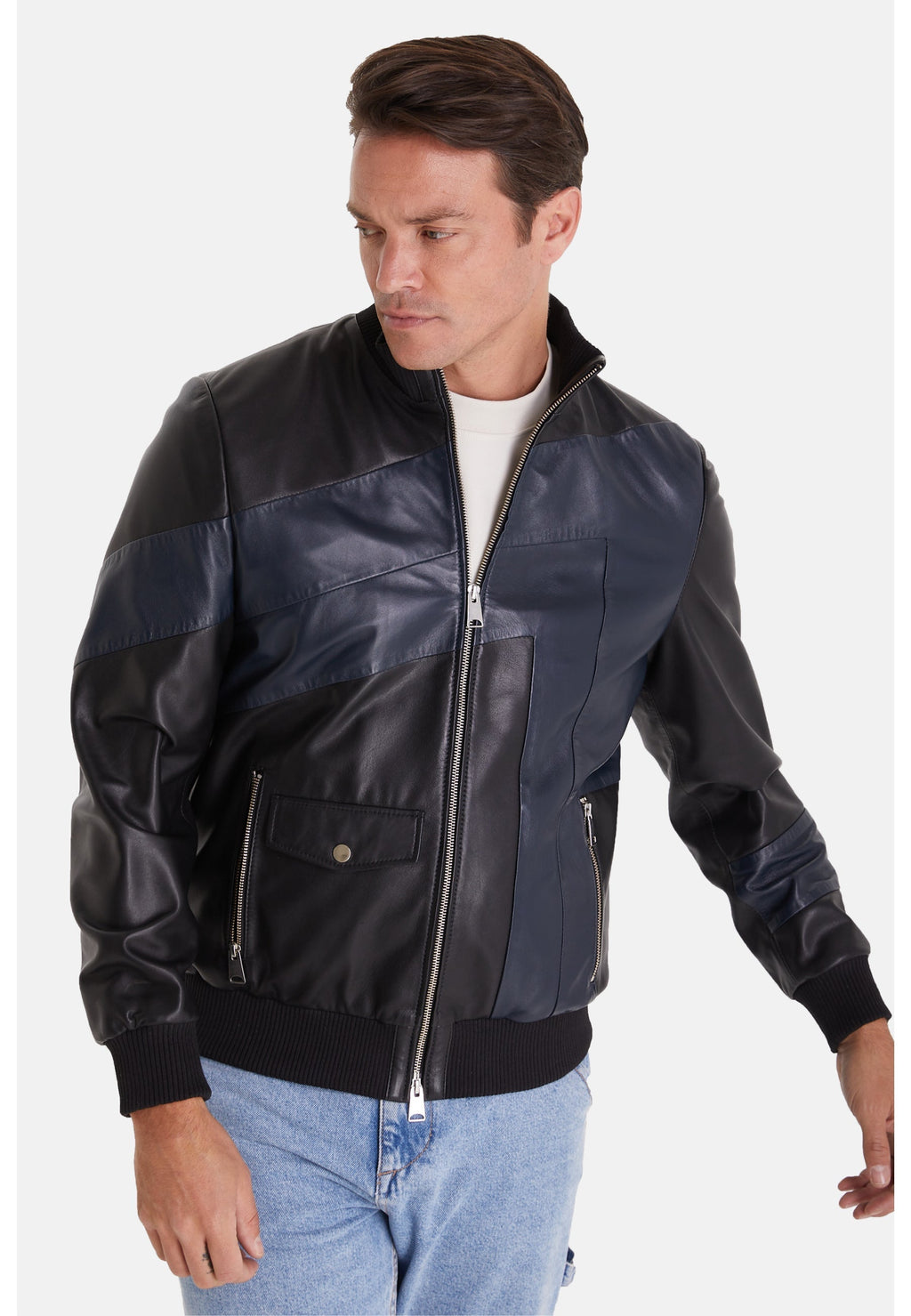 mens leather fashion jacket black