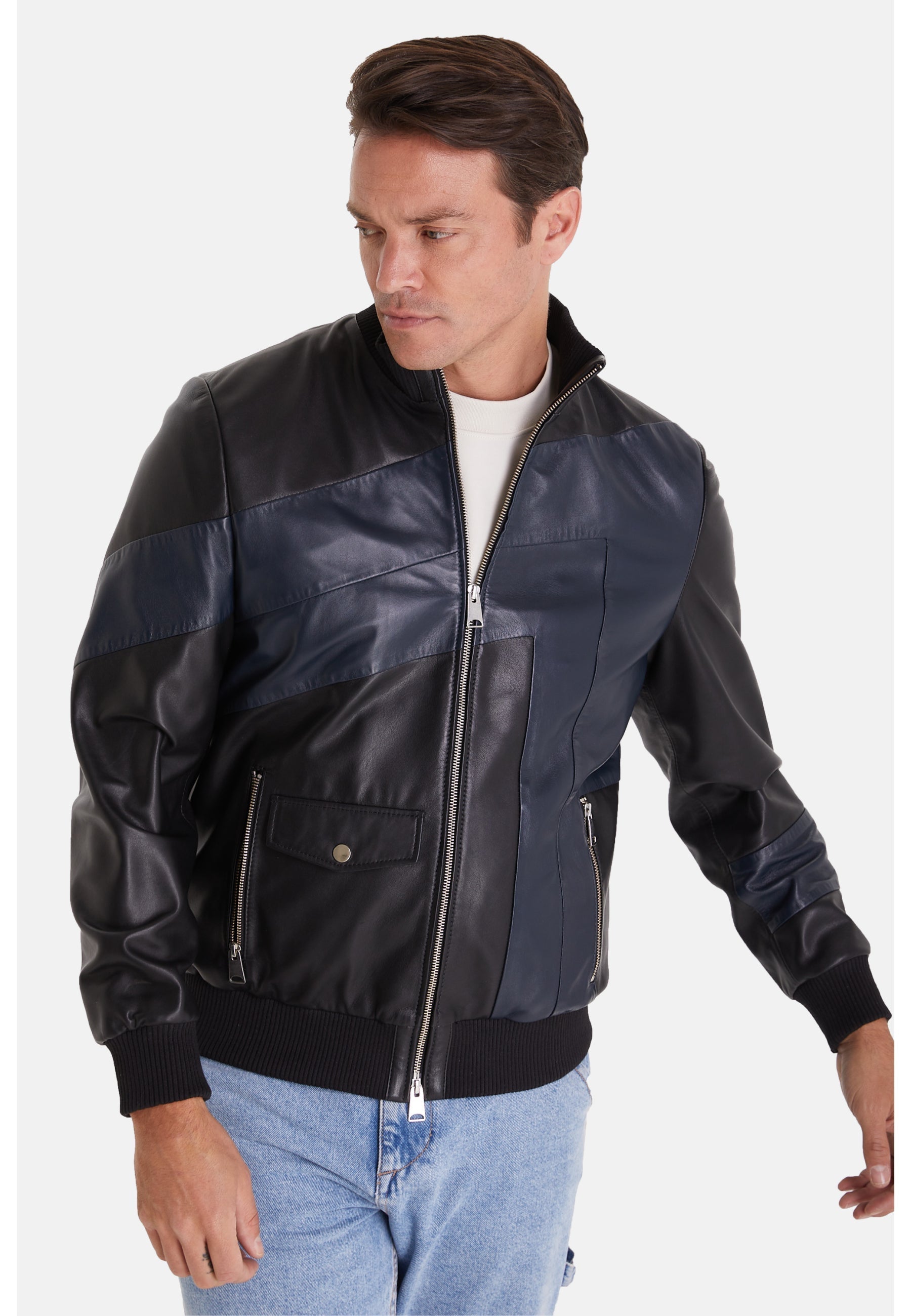mens leather fashion jacket black