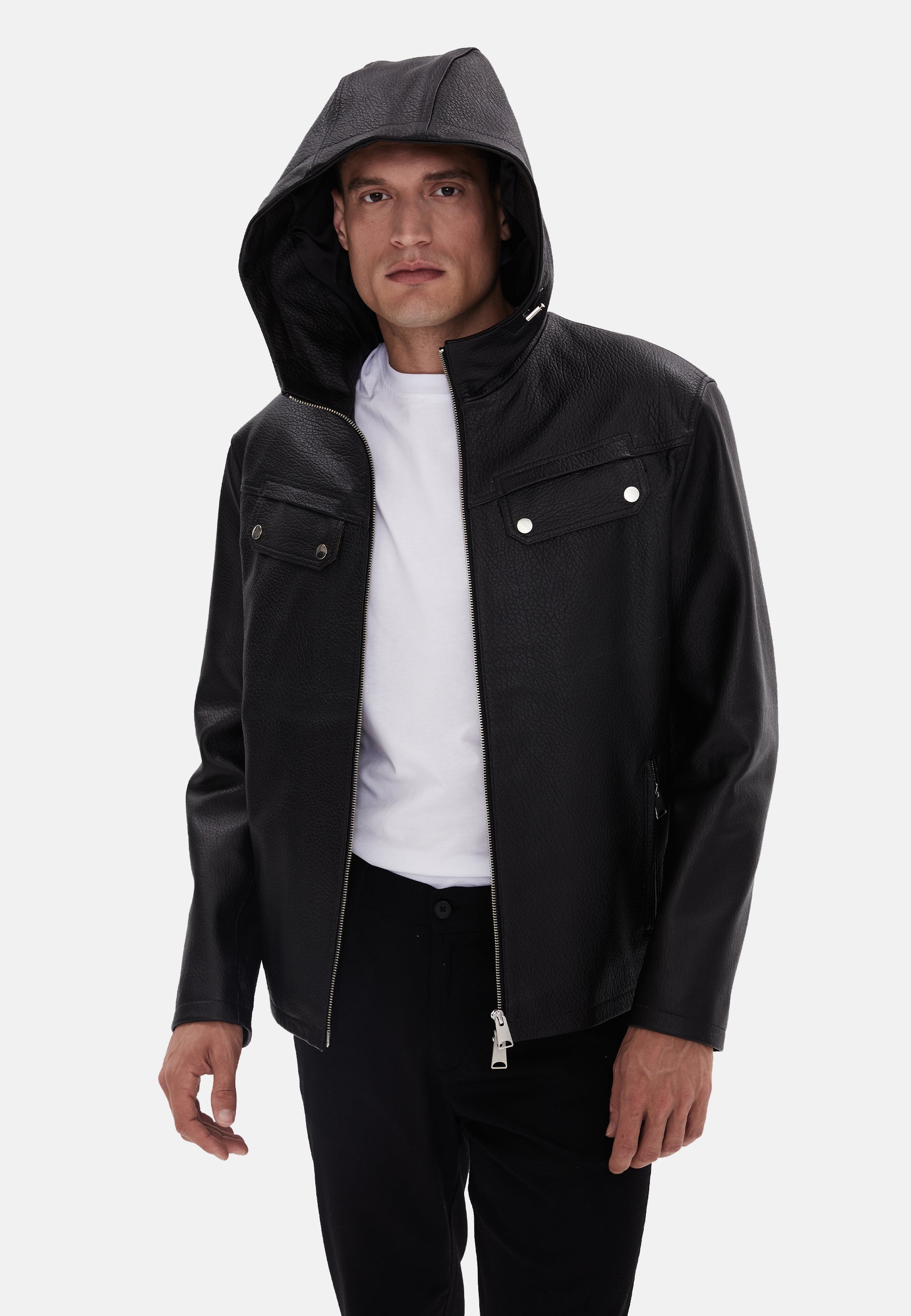 mens leather jacket black