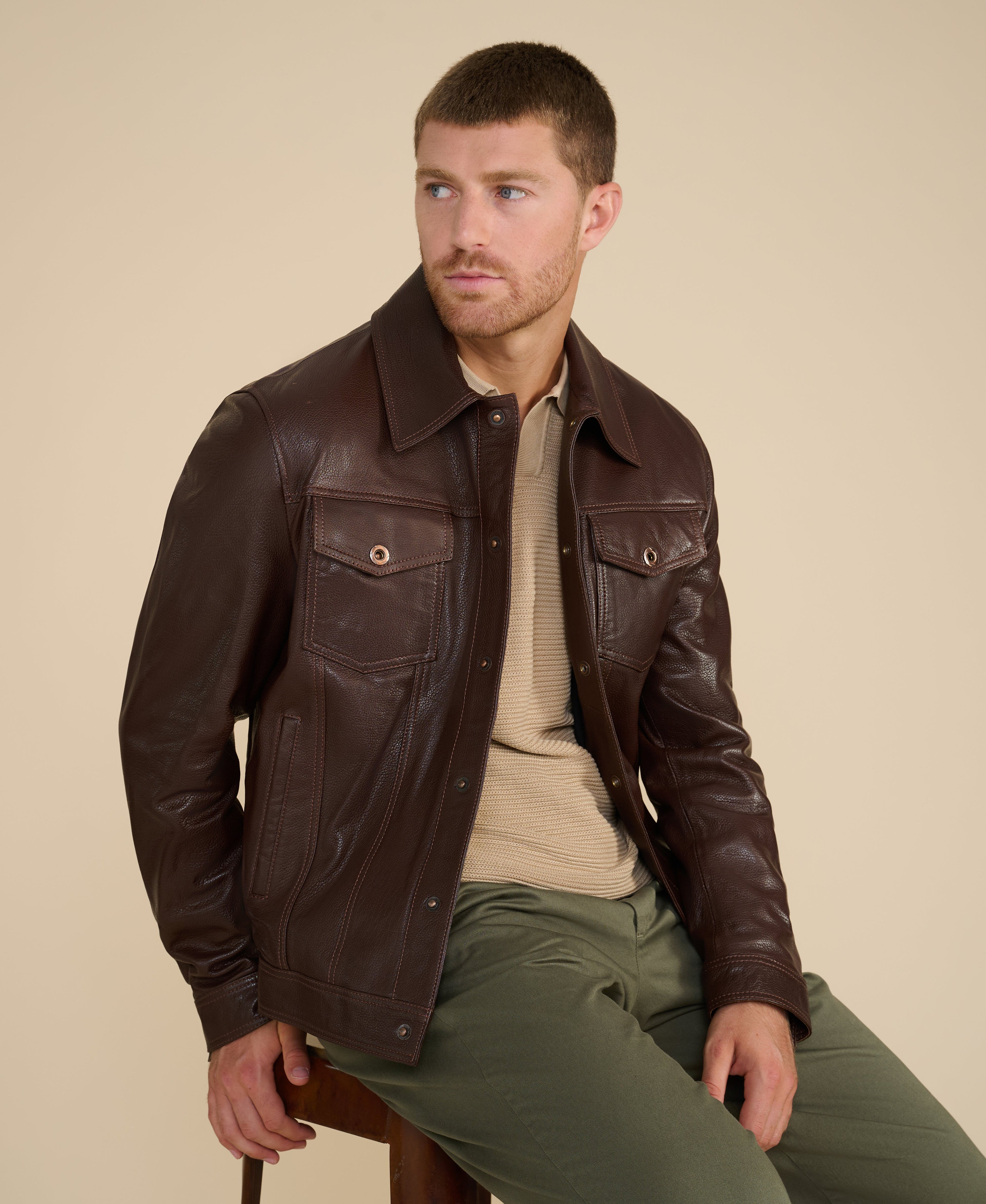 mens leather jacket brown 3
