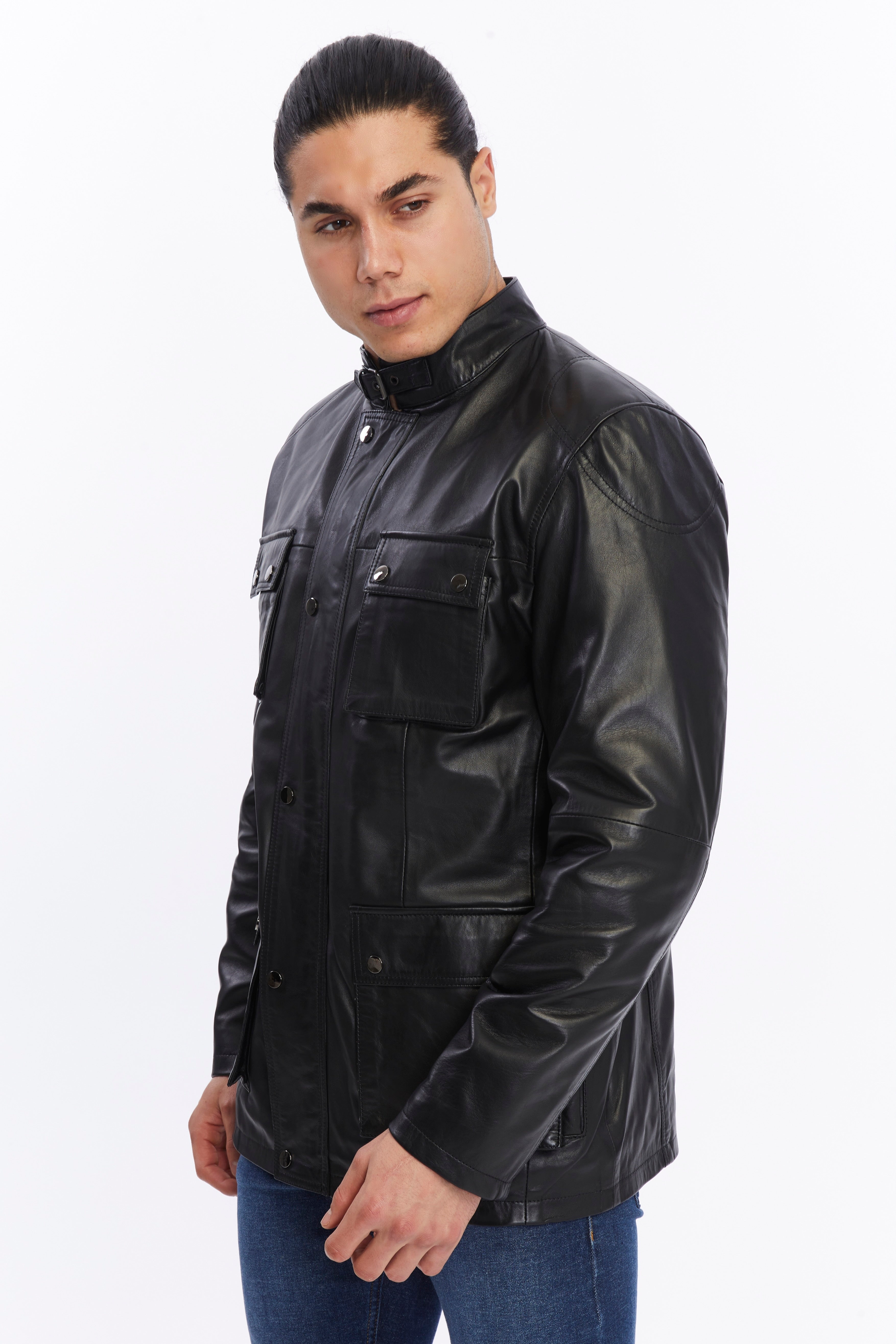 mens leather jacket black 9