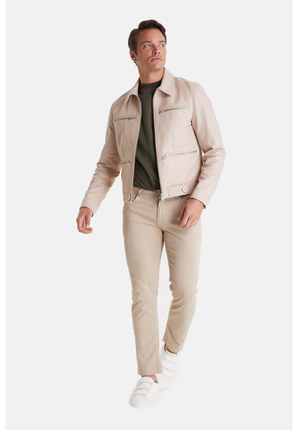 mens fashion jacket nappa beige 1