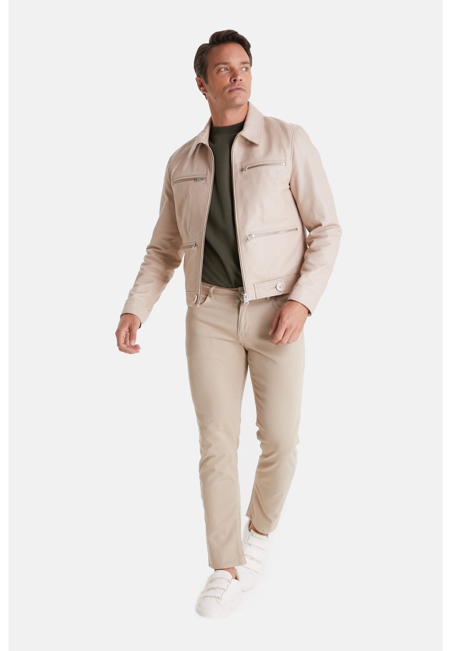 mens fashion jacket nappa beige 1