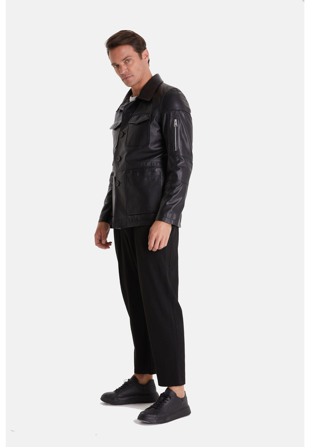 genuine leather safari black