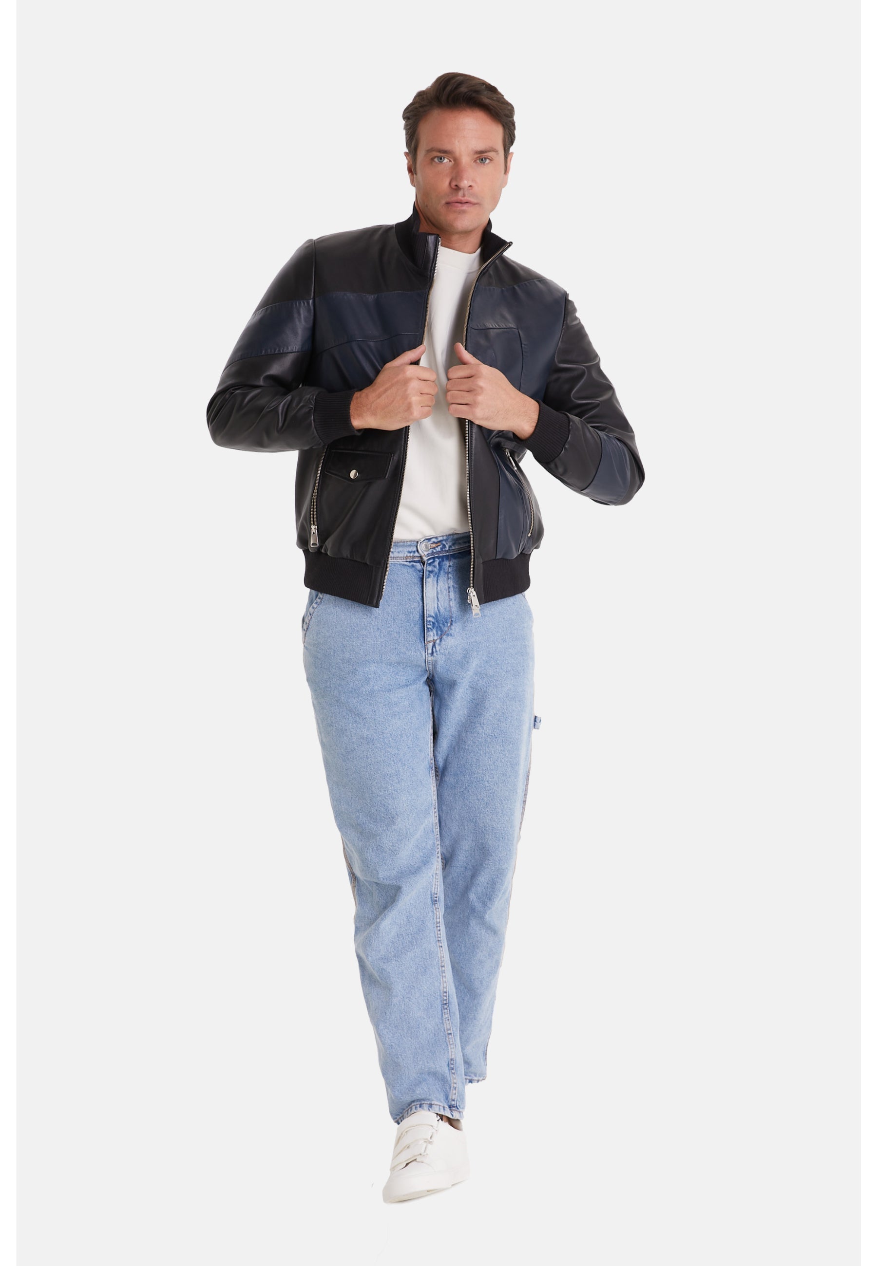 mens leather fashion jacket black