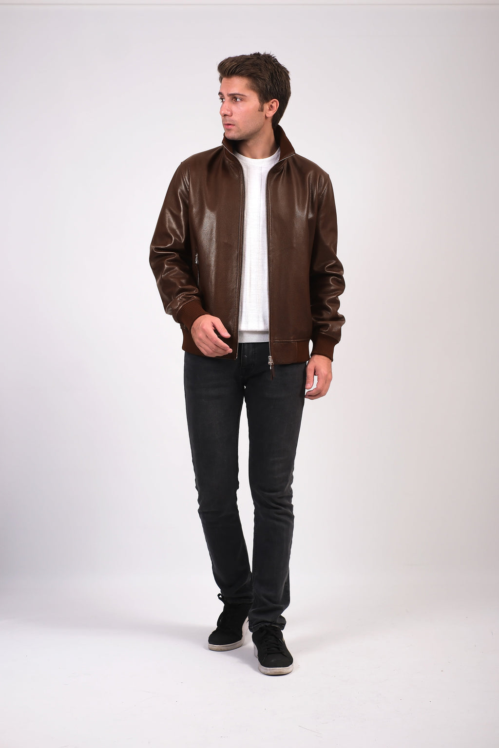 mens leather jacket brown 2