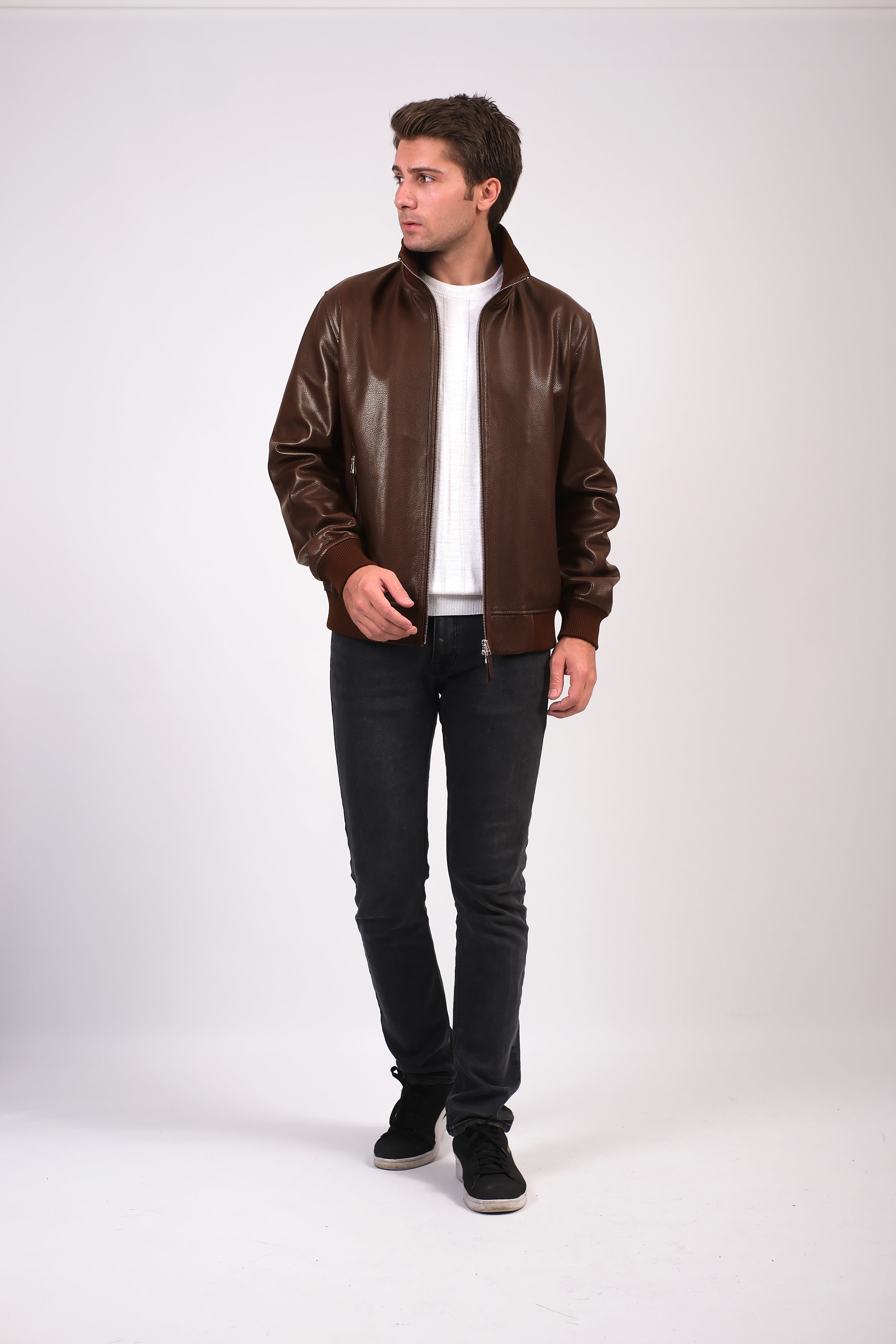 mens leather jacket brown 2