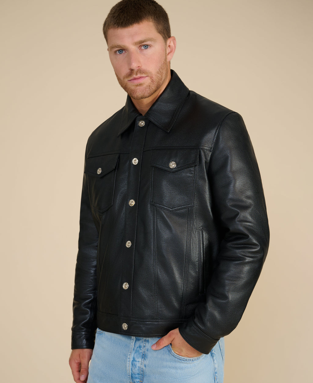 mens leather jacket black 4