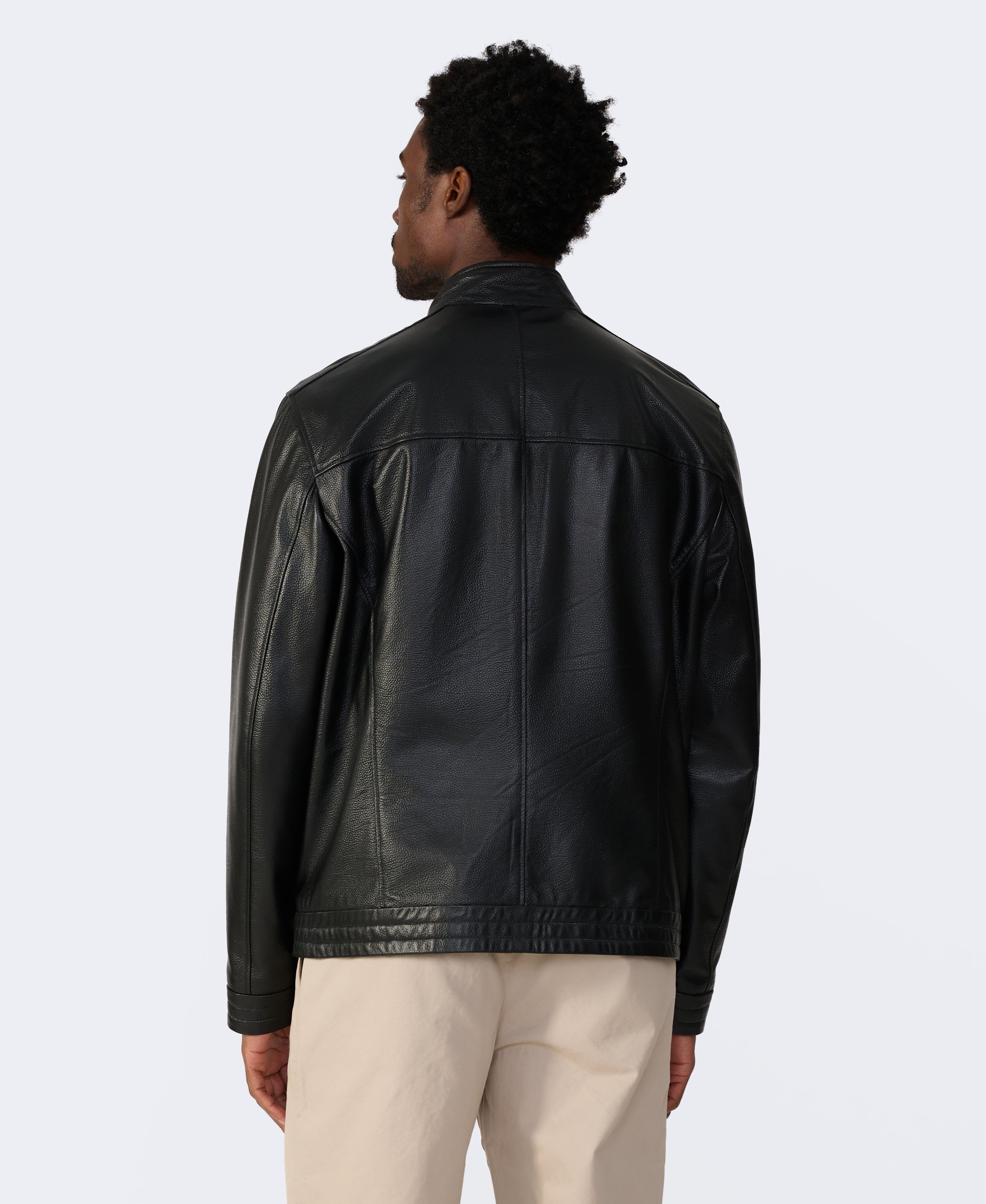 cruiser style genuine leather jacket black
