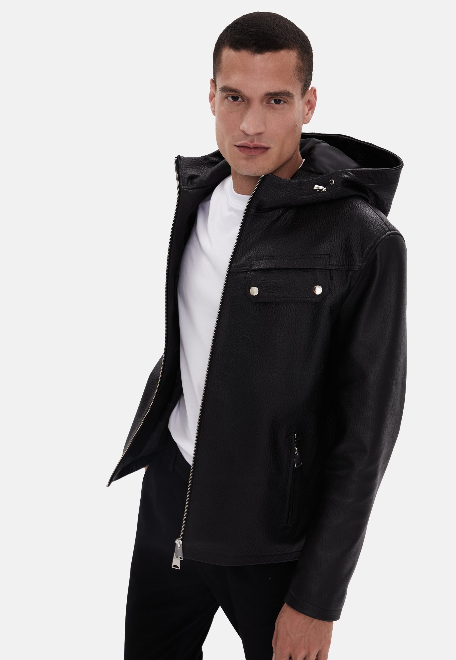mens leather jacket black