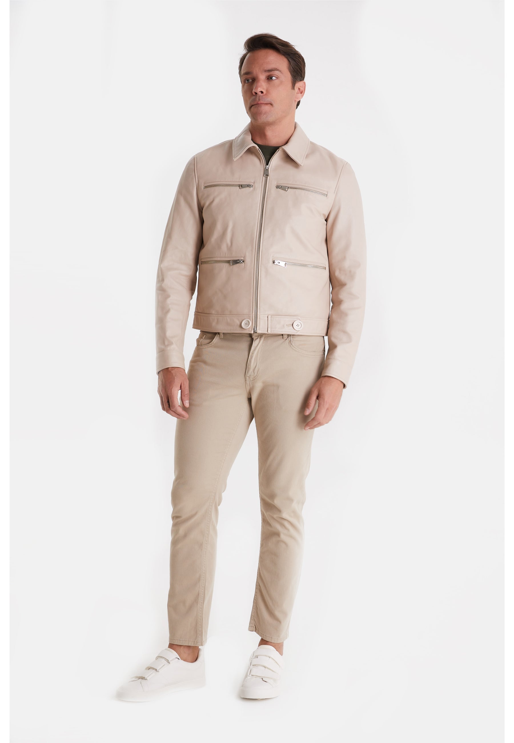 mens fashion jacket nappa beige 1