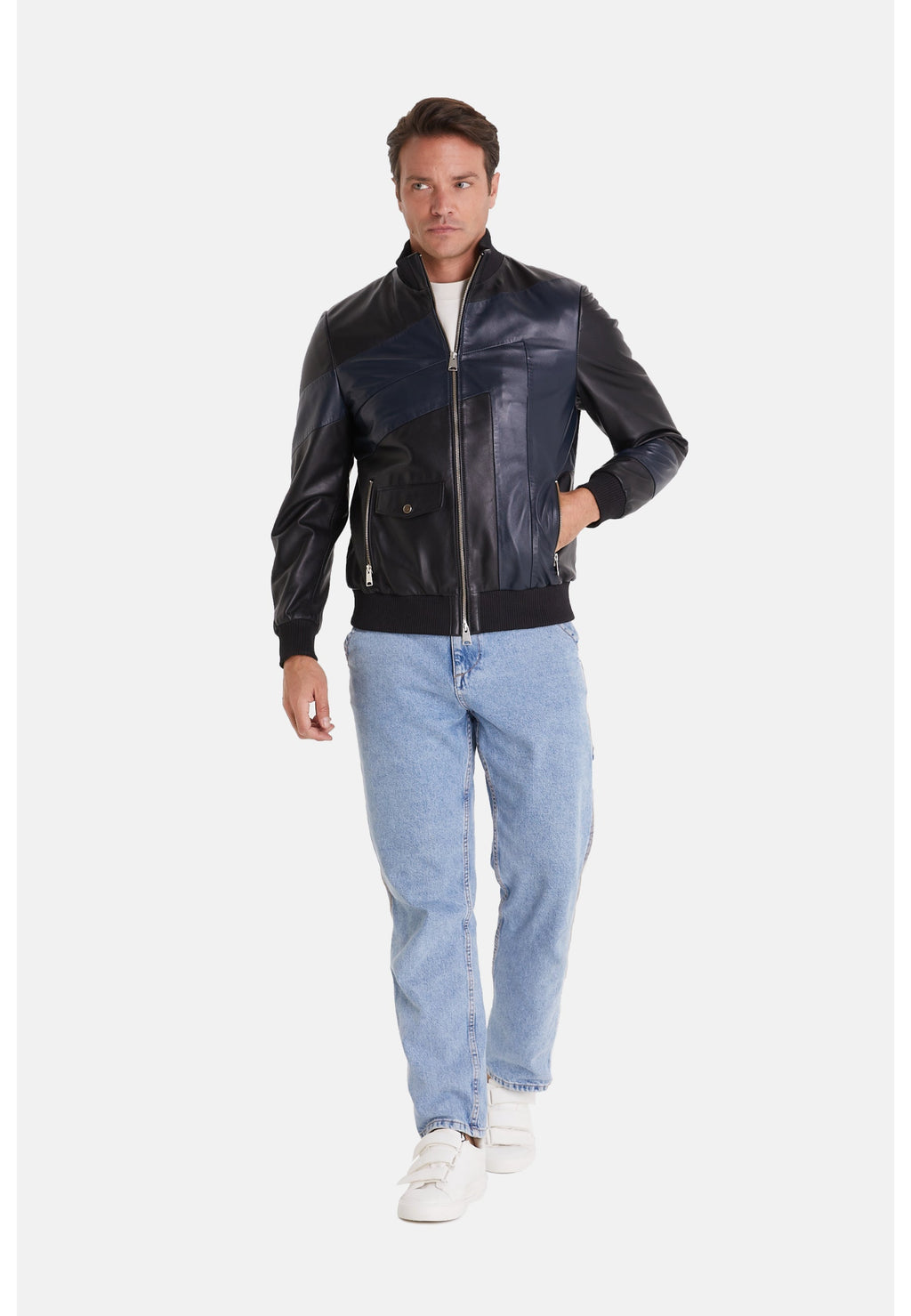 mens leather fashion jacket black