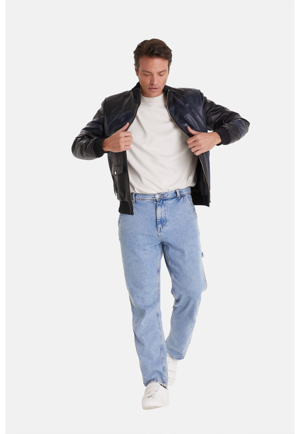 mens leather fashion jacket black