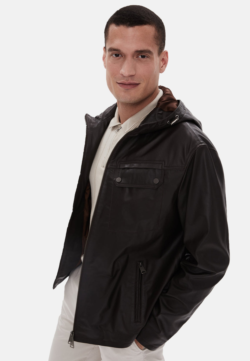 mens leather jacket nappa brown 1
