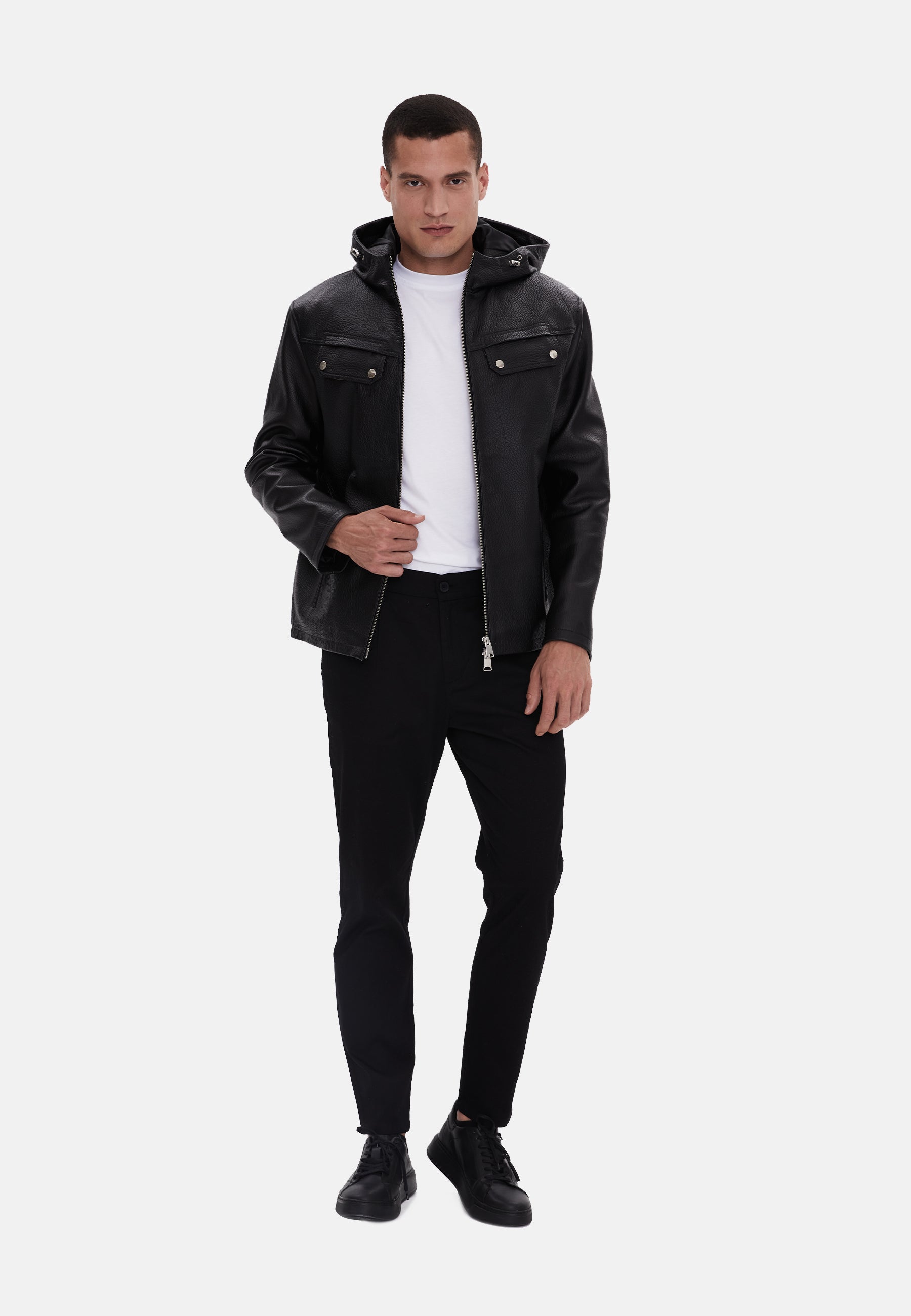 mens leather jacket black