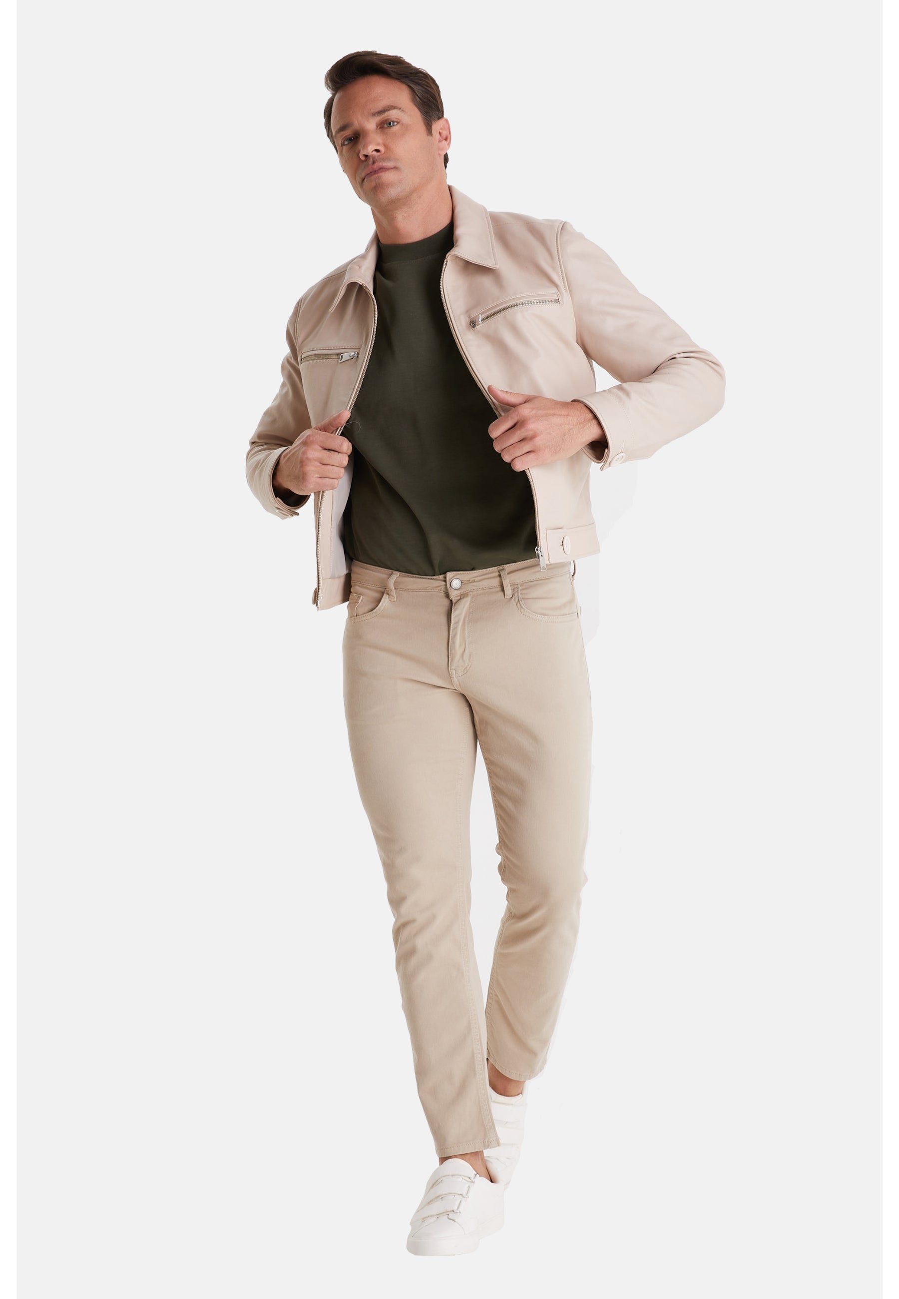 mens fashion jacket nappa beige 1
