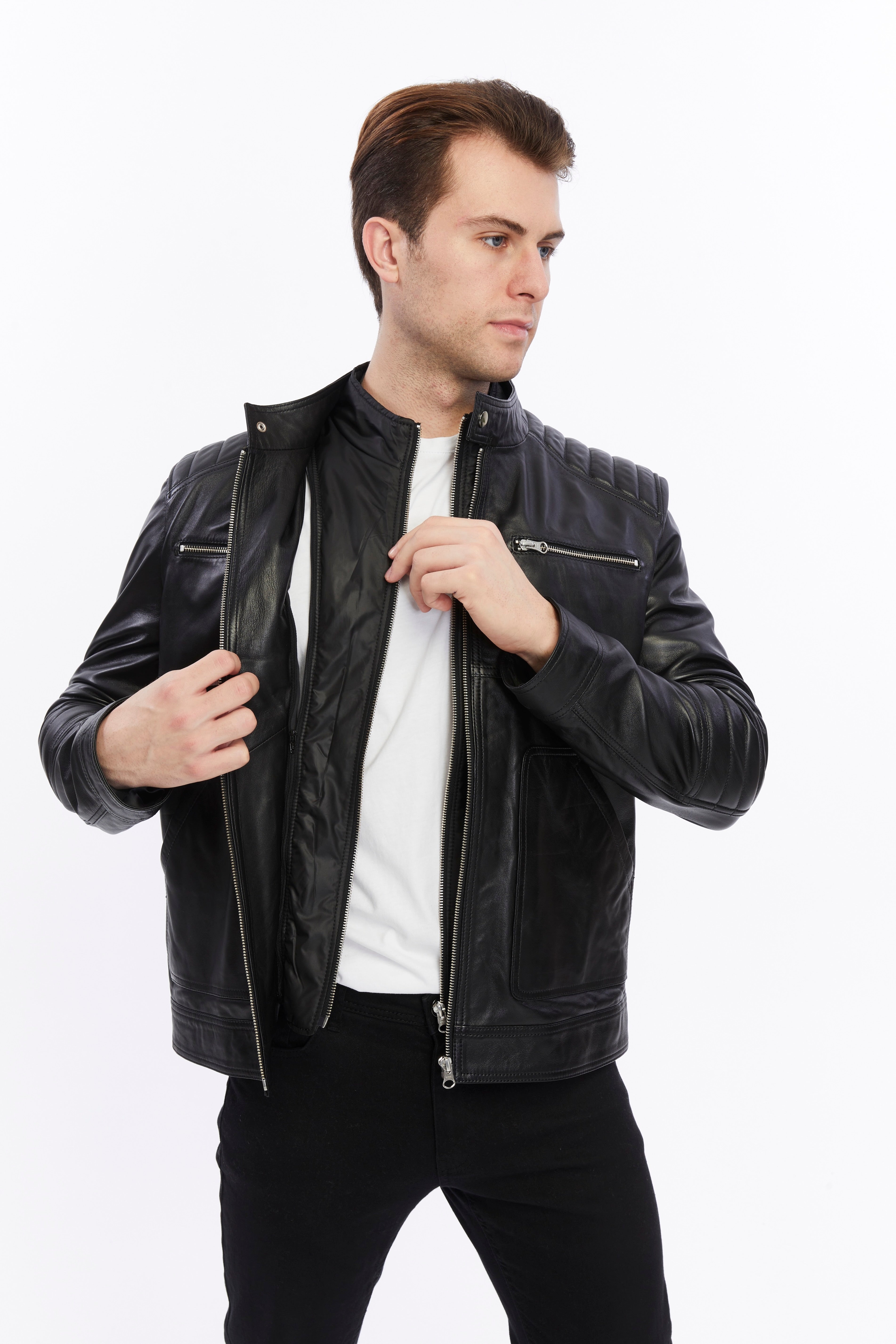 mens leather jacket black 5