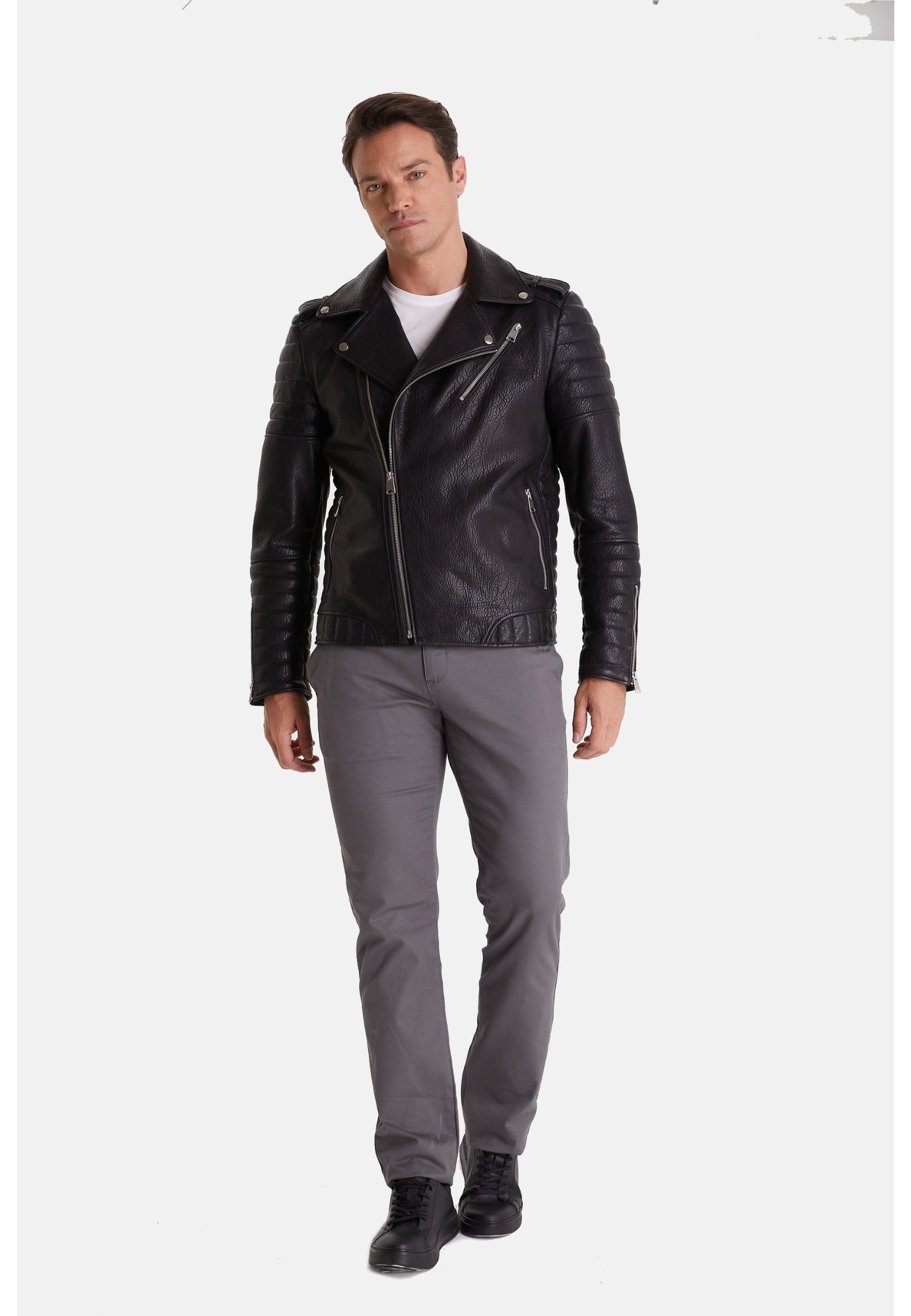 mens biker jacket black