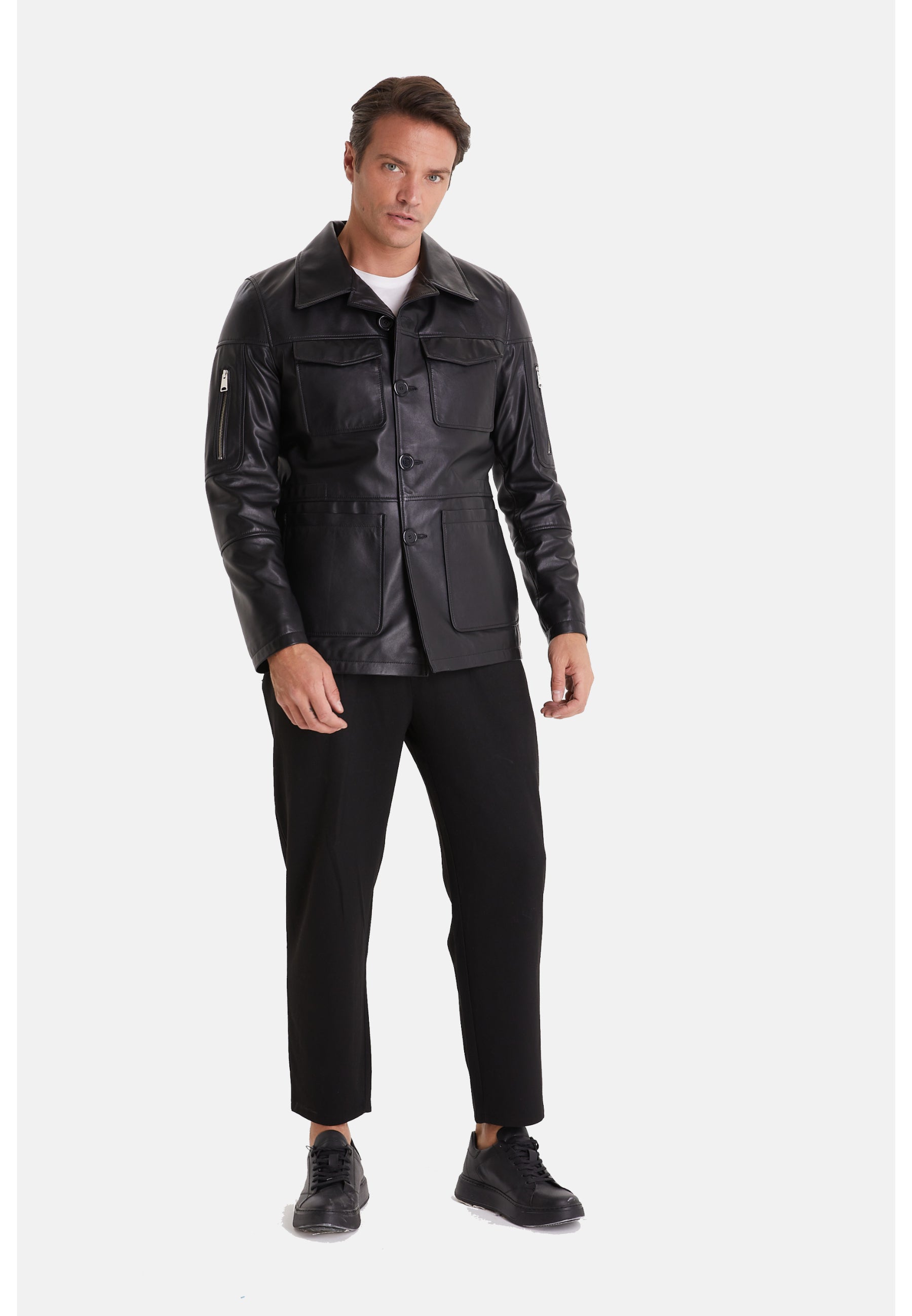 genuine leather safari black