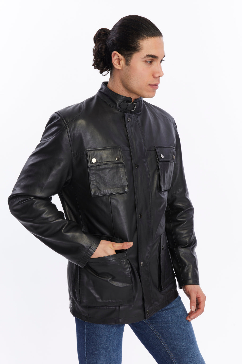 mens leather jacket black 9