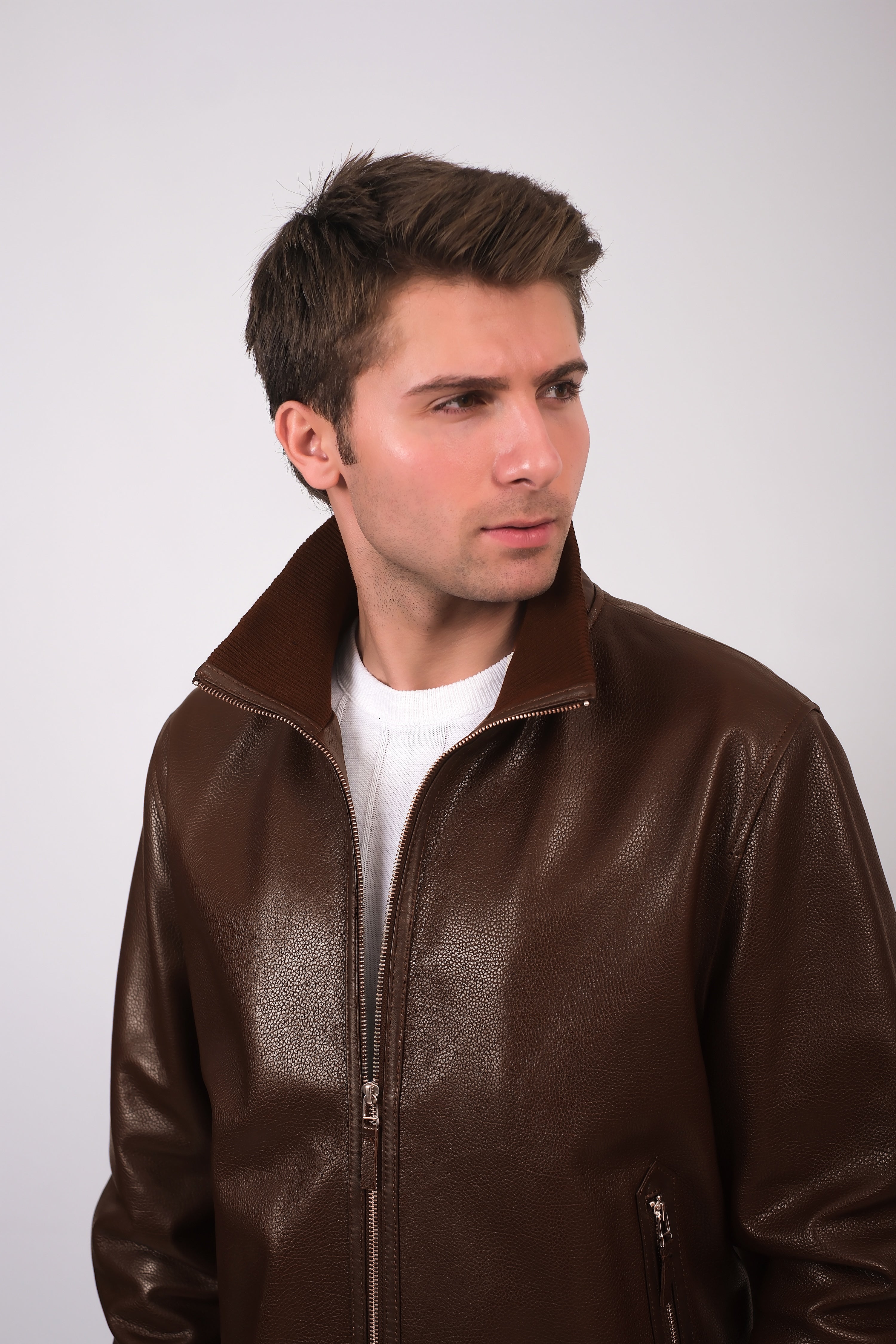 mens leather jacket brown 2