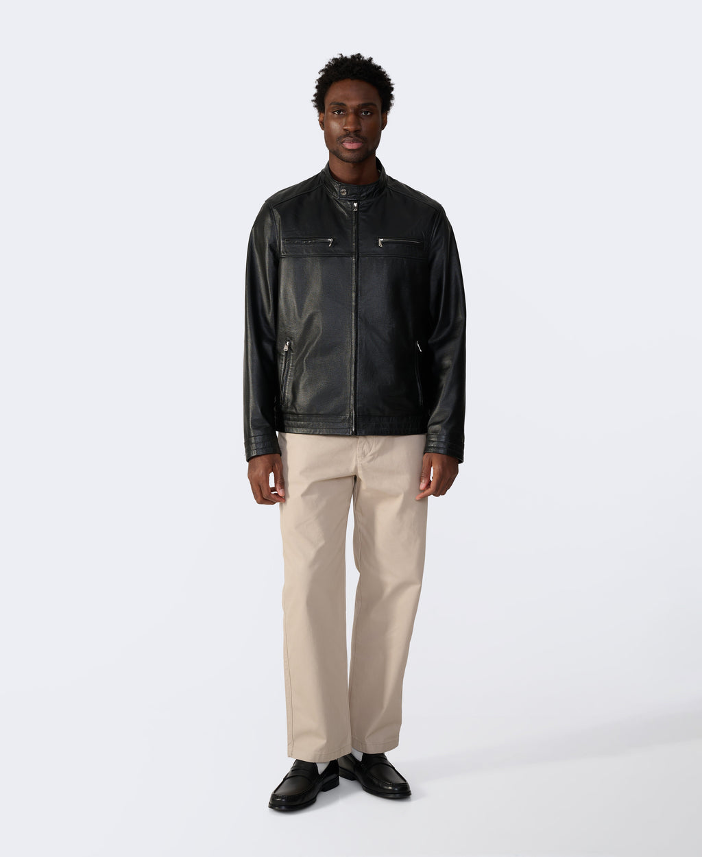 cruiser style genuine leather jacket black