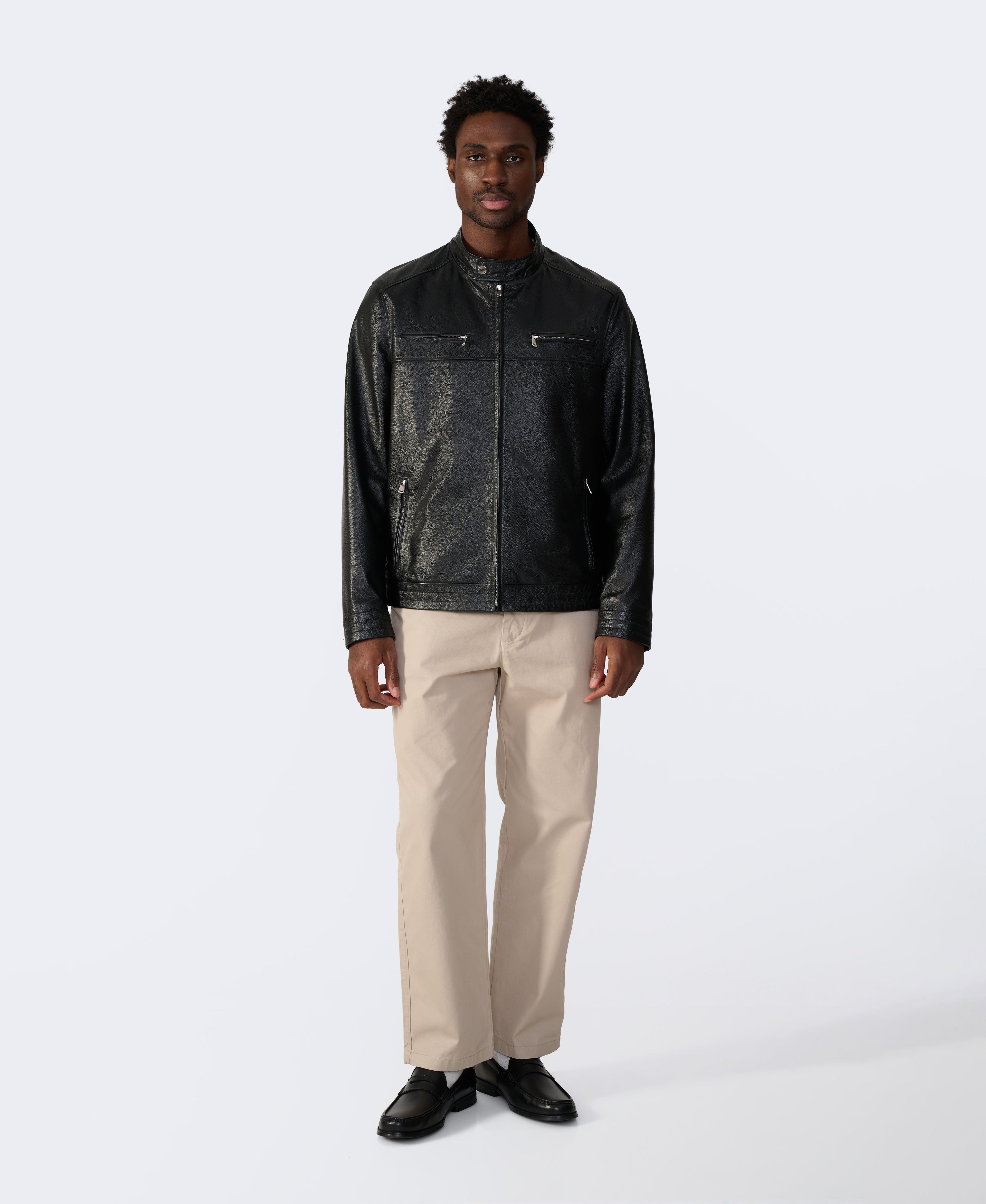 cruiser style genuine leather jacket black