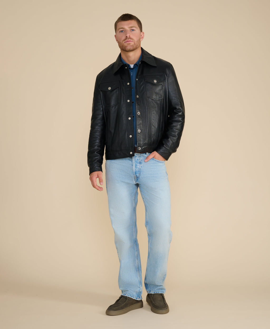 mens leather jacket black 4