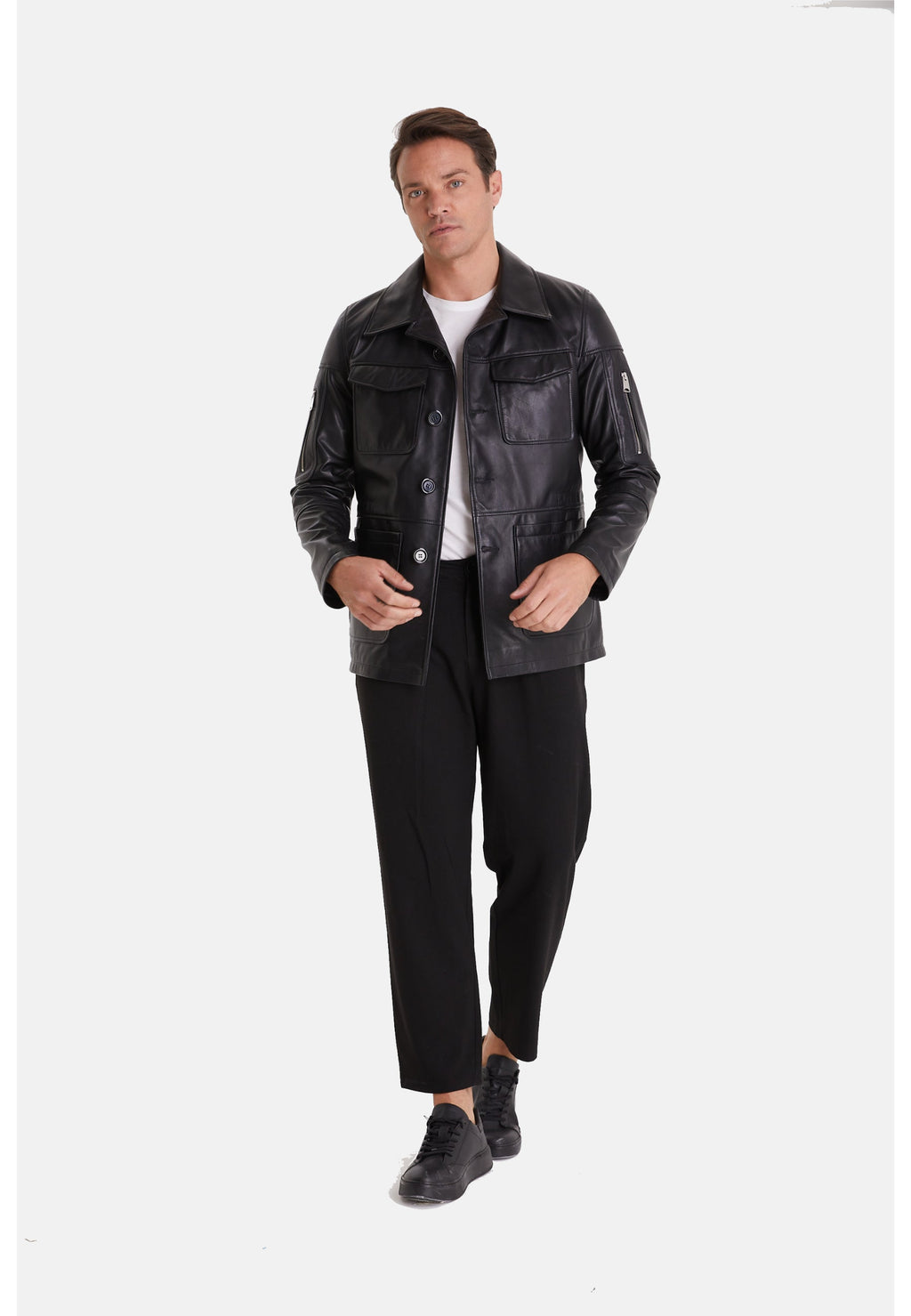 genuine leather safari black