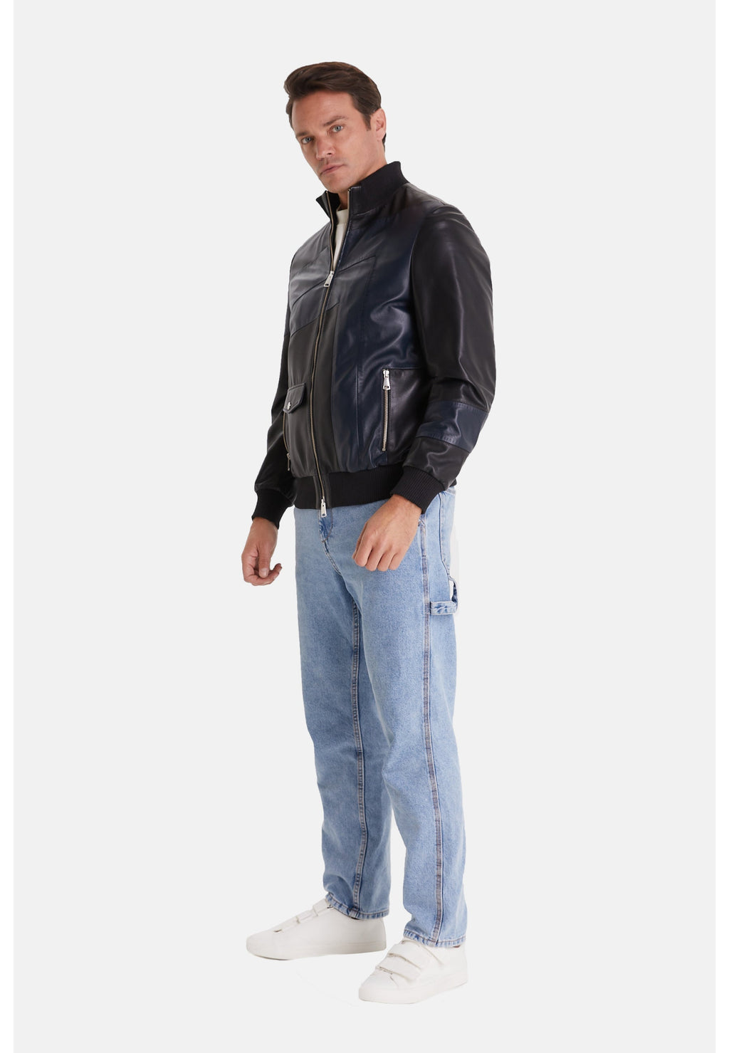 mens leather fashion jacket black