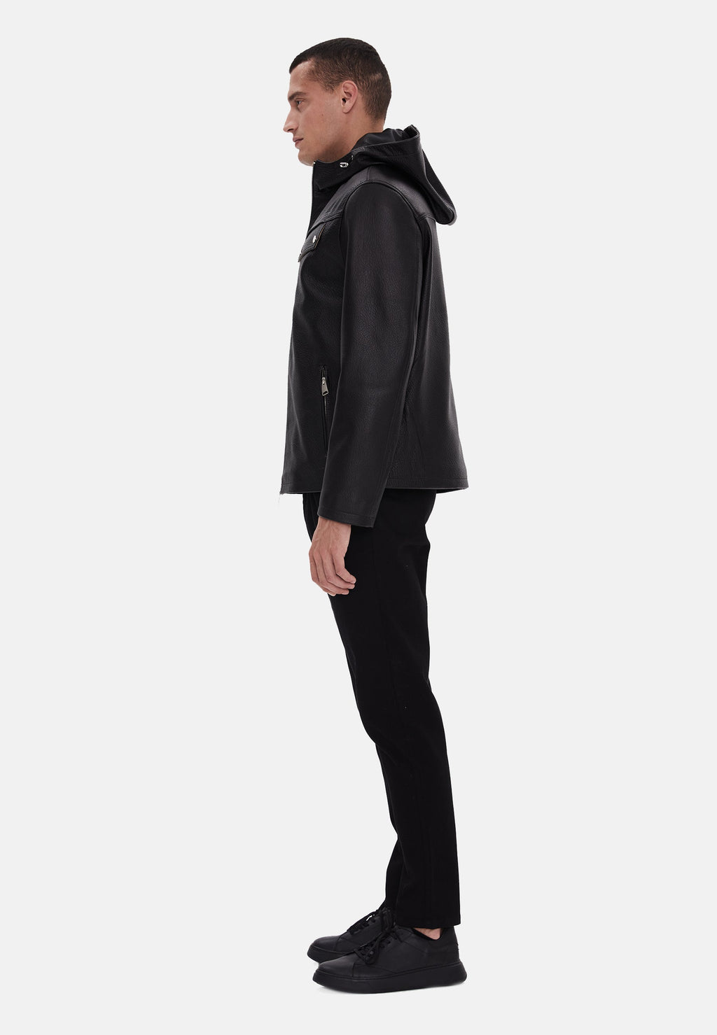 mens leather jacket black