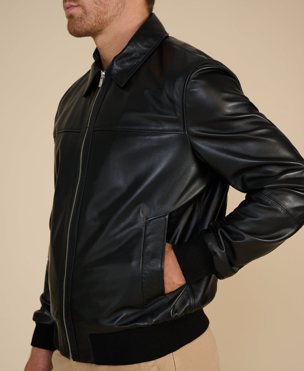 mason leather bomber jacket